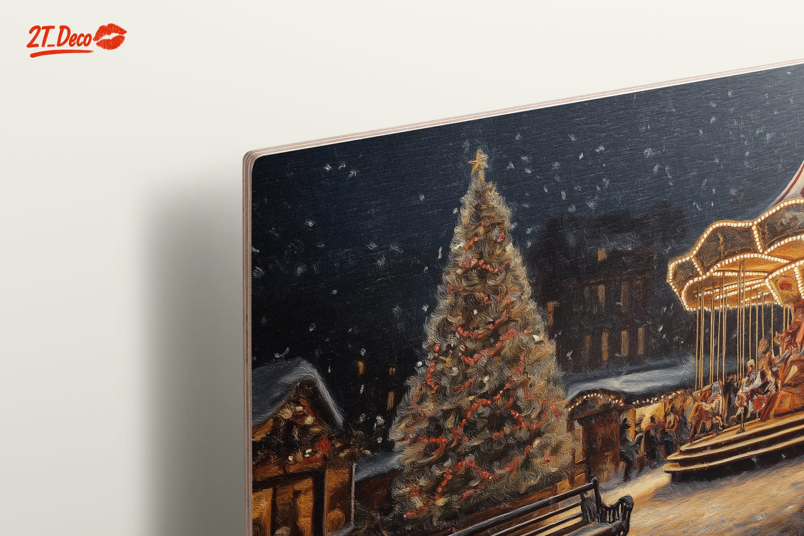 Festive Winter Carousel Scene - Image 15