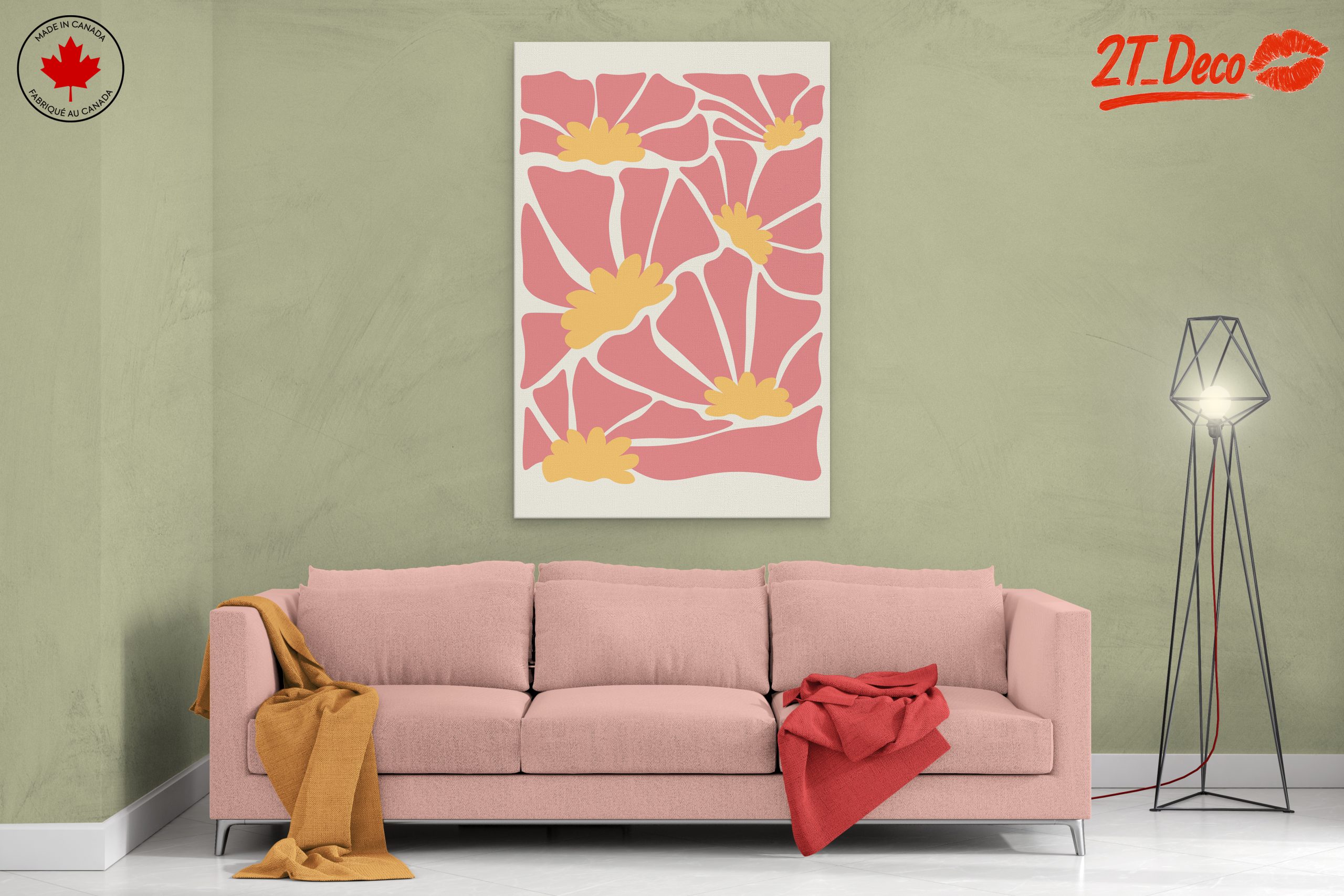 Stylized Floral Artwork in Pastel Tones - Image 2