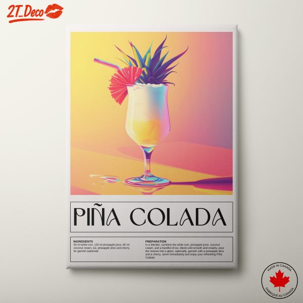 Colorful Tropical Drink Art Featuring Piña Colada
