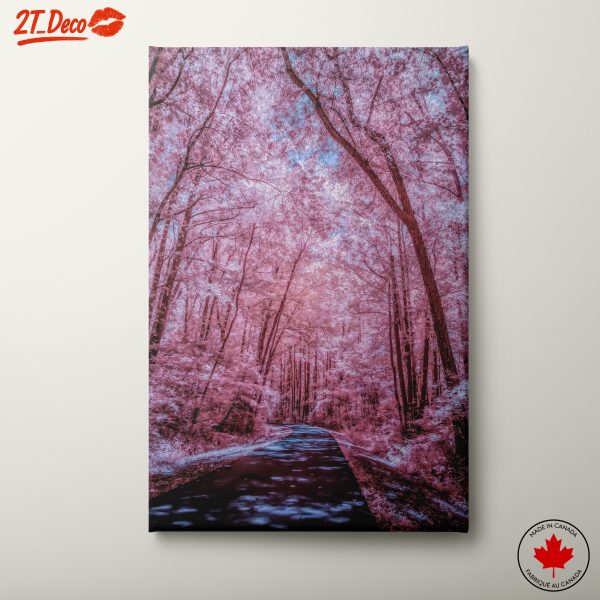 Surreal Forest Landscape Artwork with Pink Trees