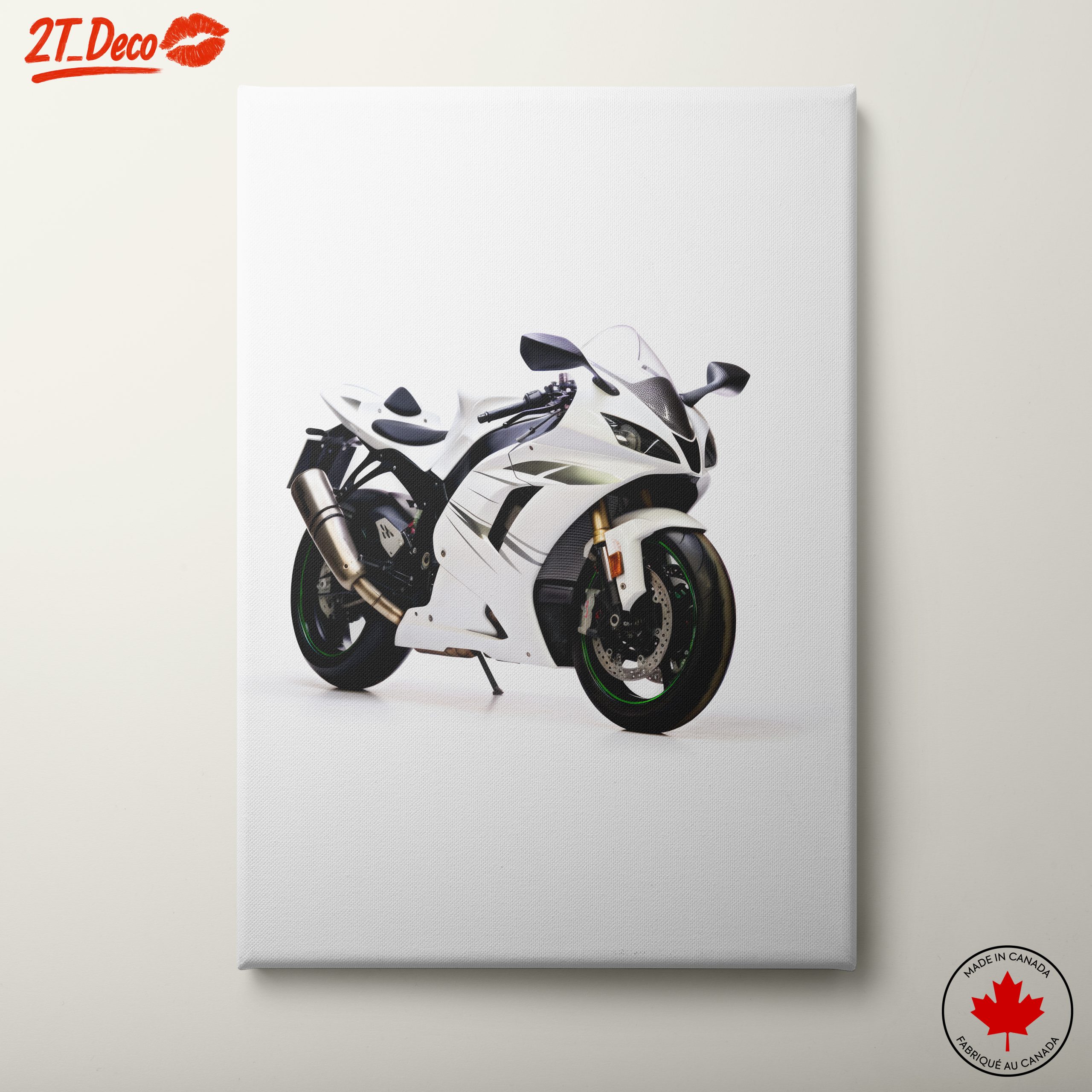 Sleek White Motorcycle Art 3