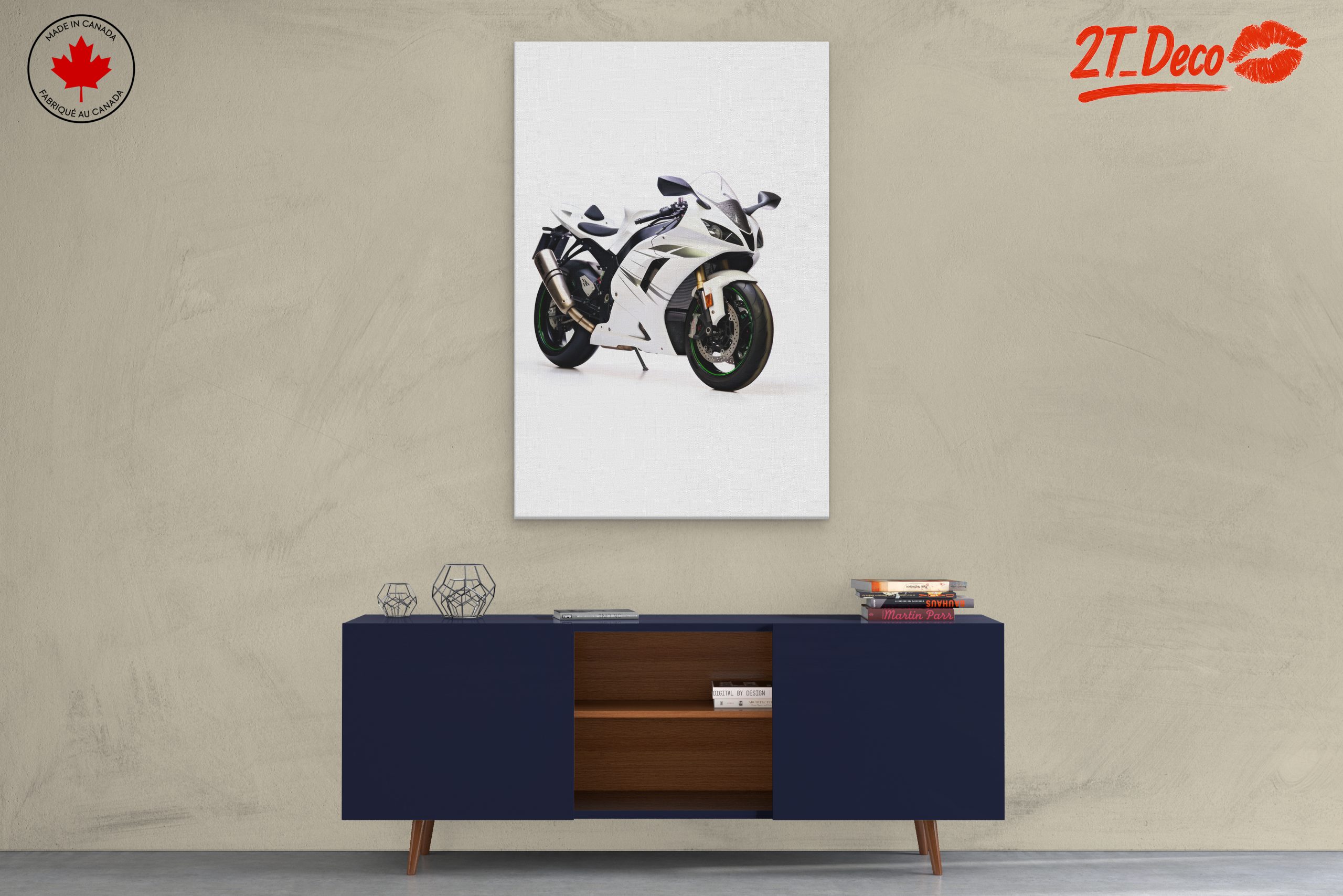 Sleek White Motorcycle Art 3 - Image 3
