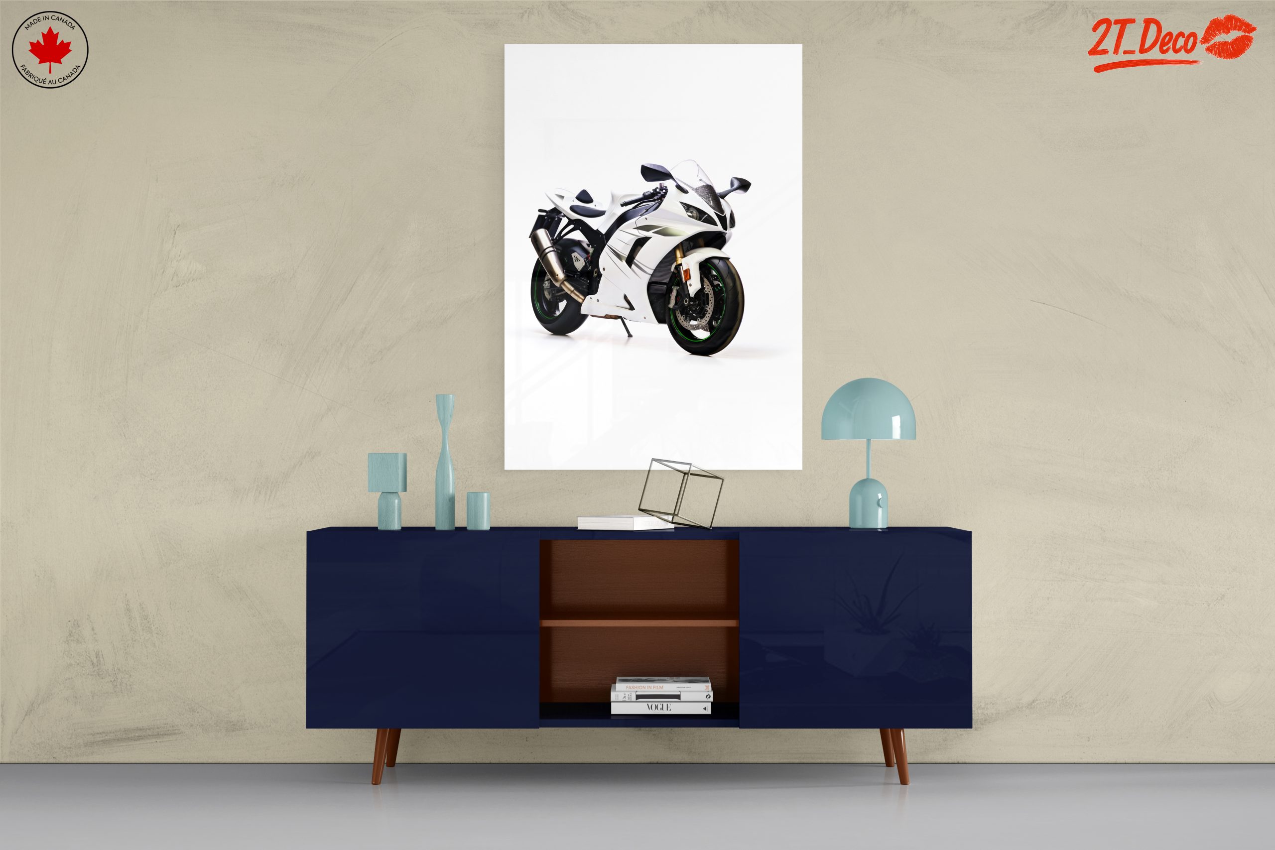 Sleek White Motorcycle Art 3 - Image 8