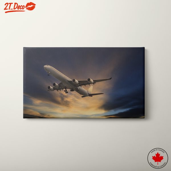Airplane Flying Through Dramatic Sky