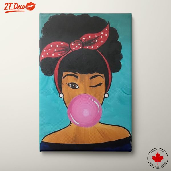 Afro Girl Blowing Bubble Gum Wall Art