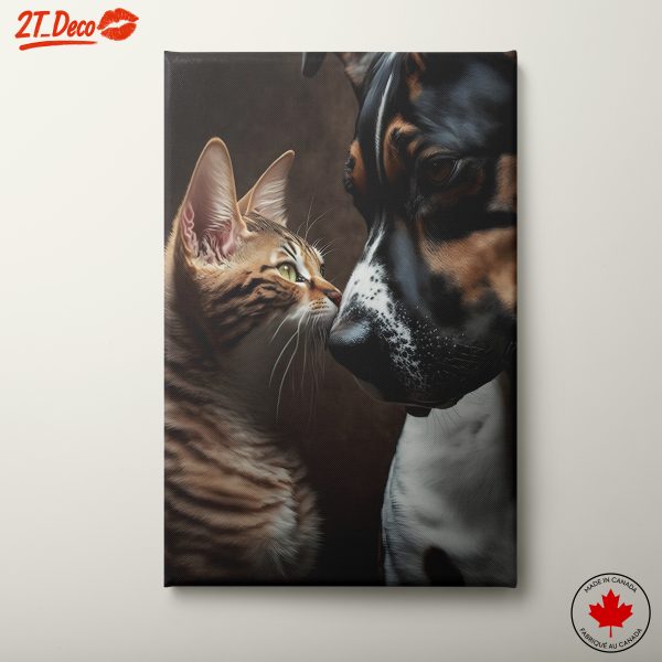 Affectionate Cat and Dog Portrait