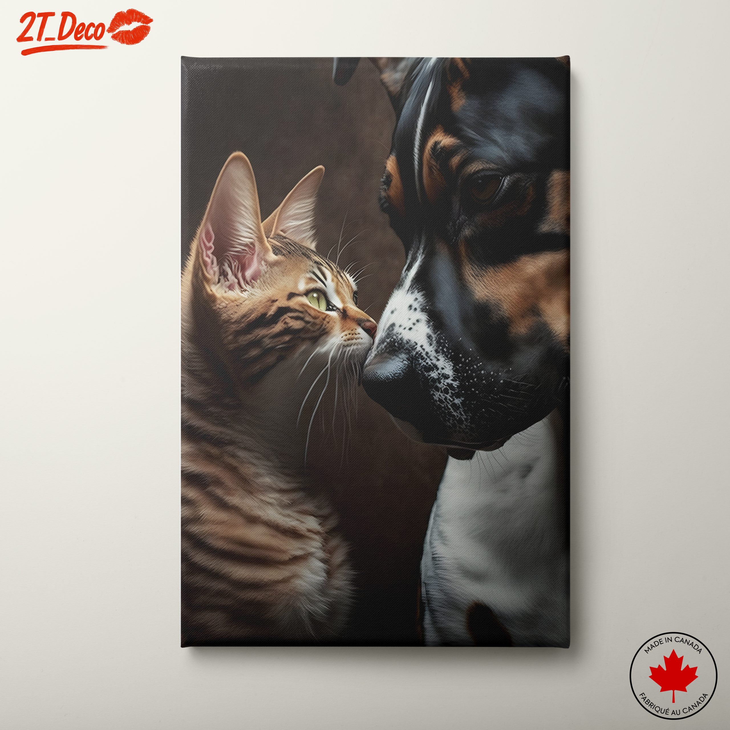 Affectionate Cat and Dog Portrait