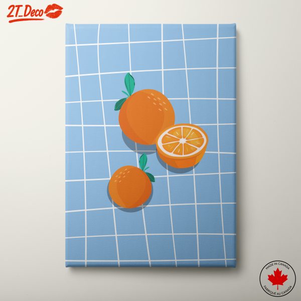 Stylized Oranges on Blue Grid