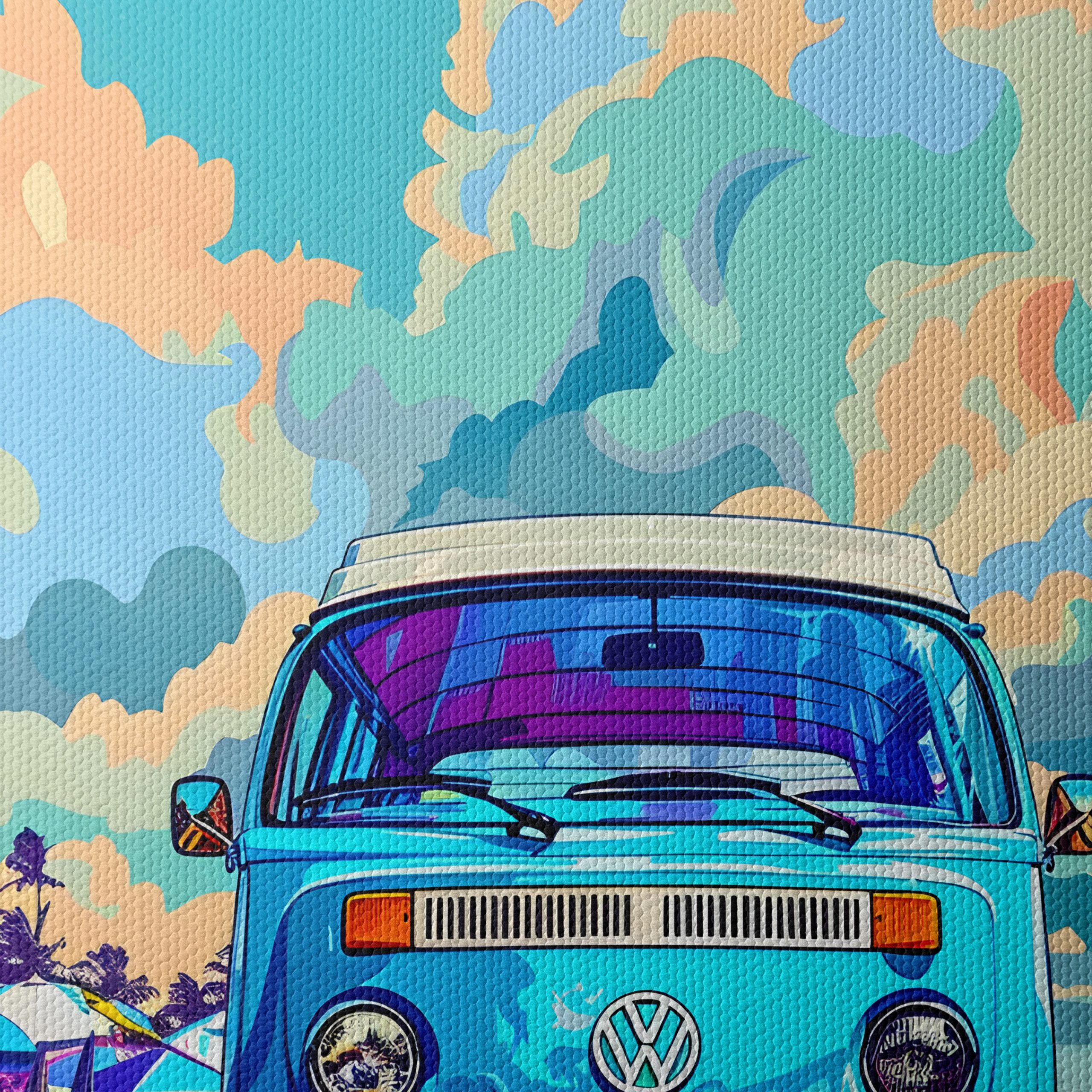 Vibrant Volkswagen Van at the Beach - Image 4