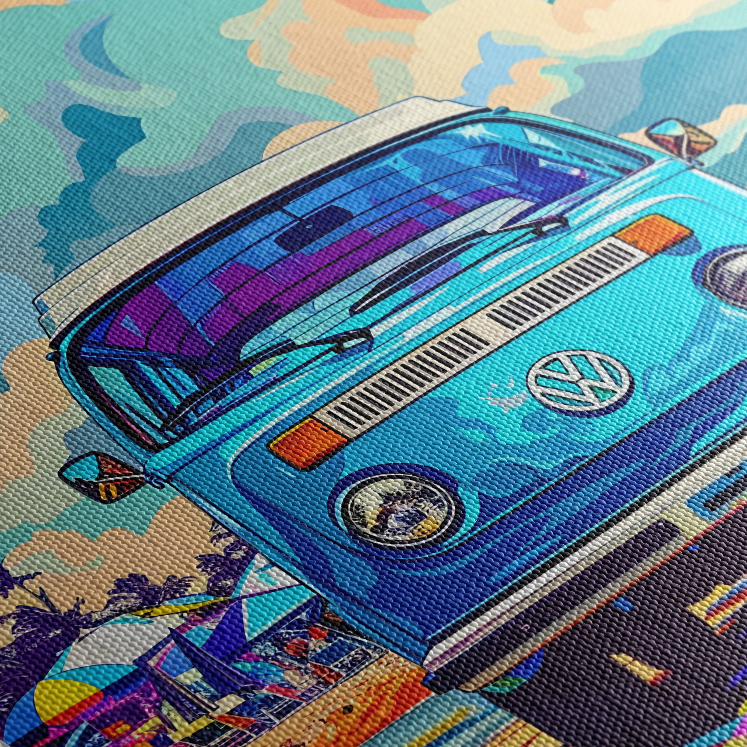 Vibrant Volkswagen Van at the Beach - Image 5