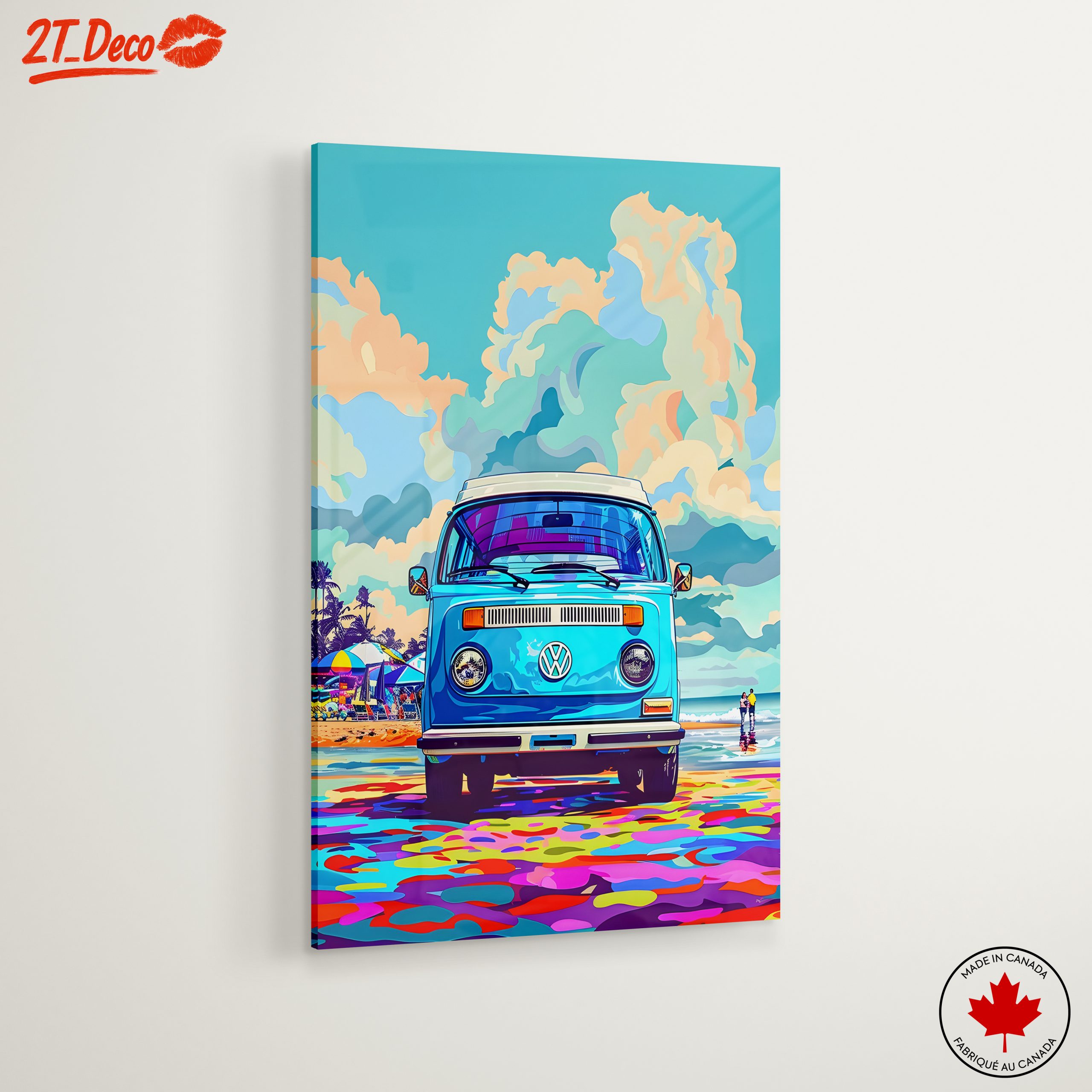 Vibrant Volkswagen Van at the Beach - Image 6
