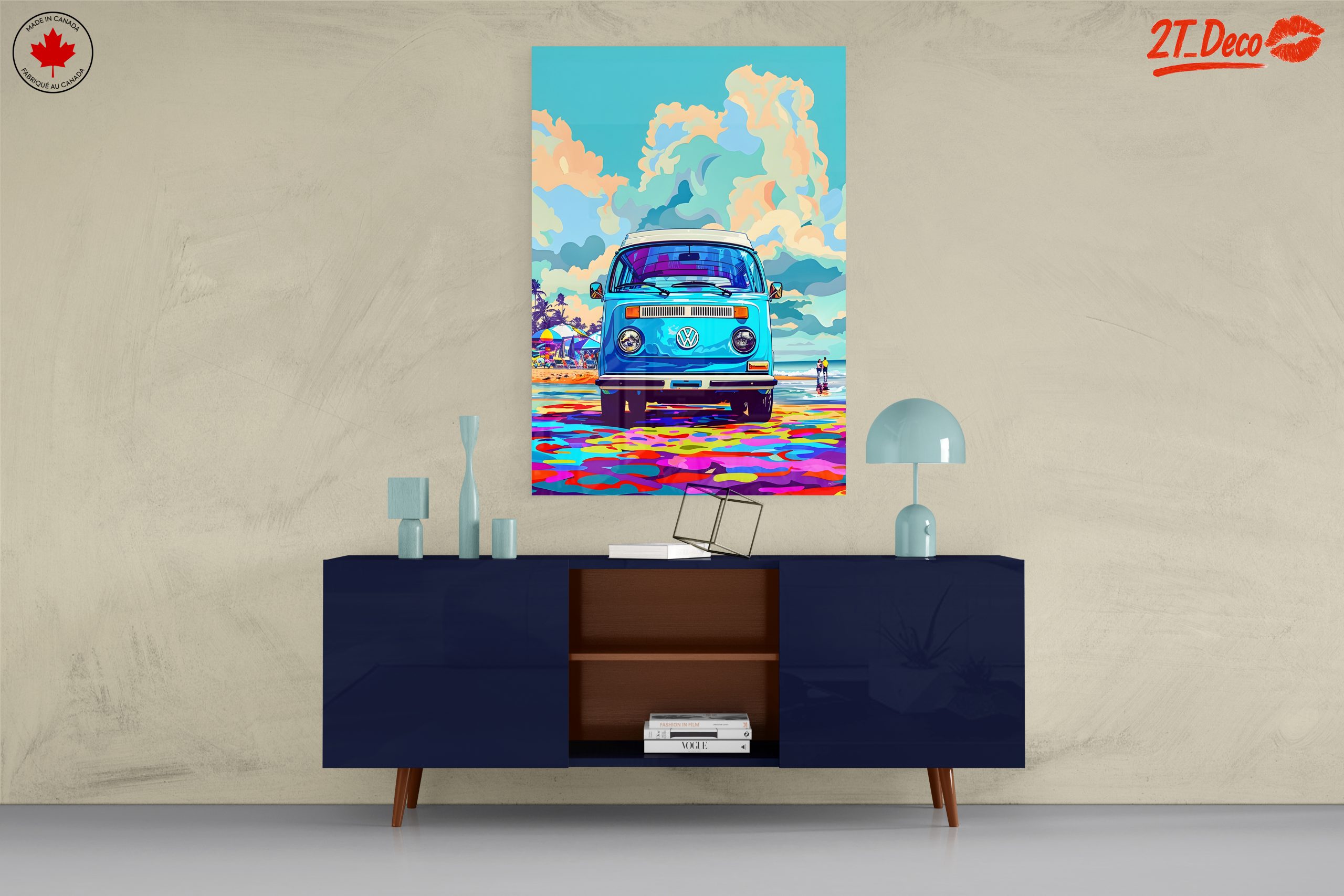 Vibrant Volkswagen Van at the Beach - Image 8