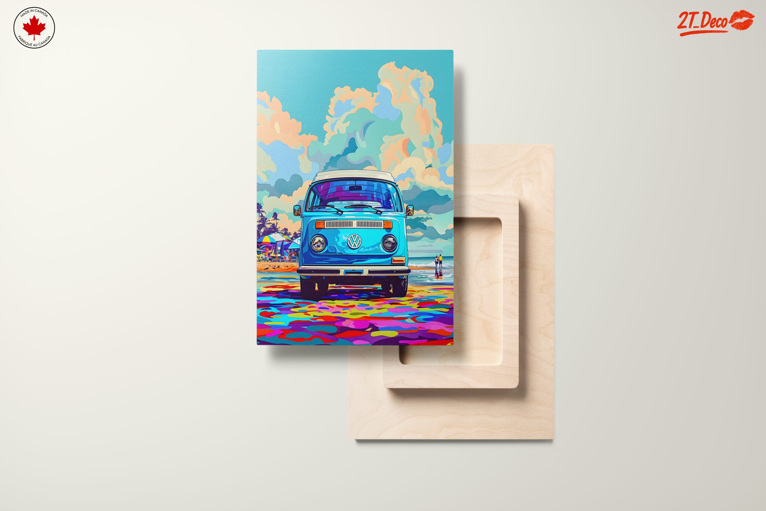 Vibrant Volkswagen Van at the Beach - Image 11