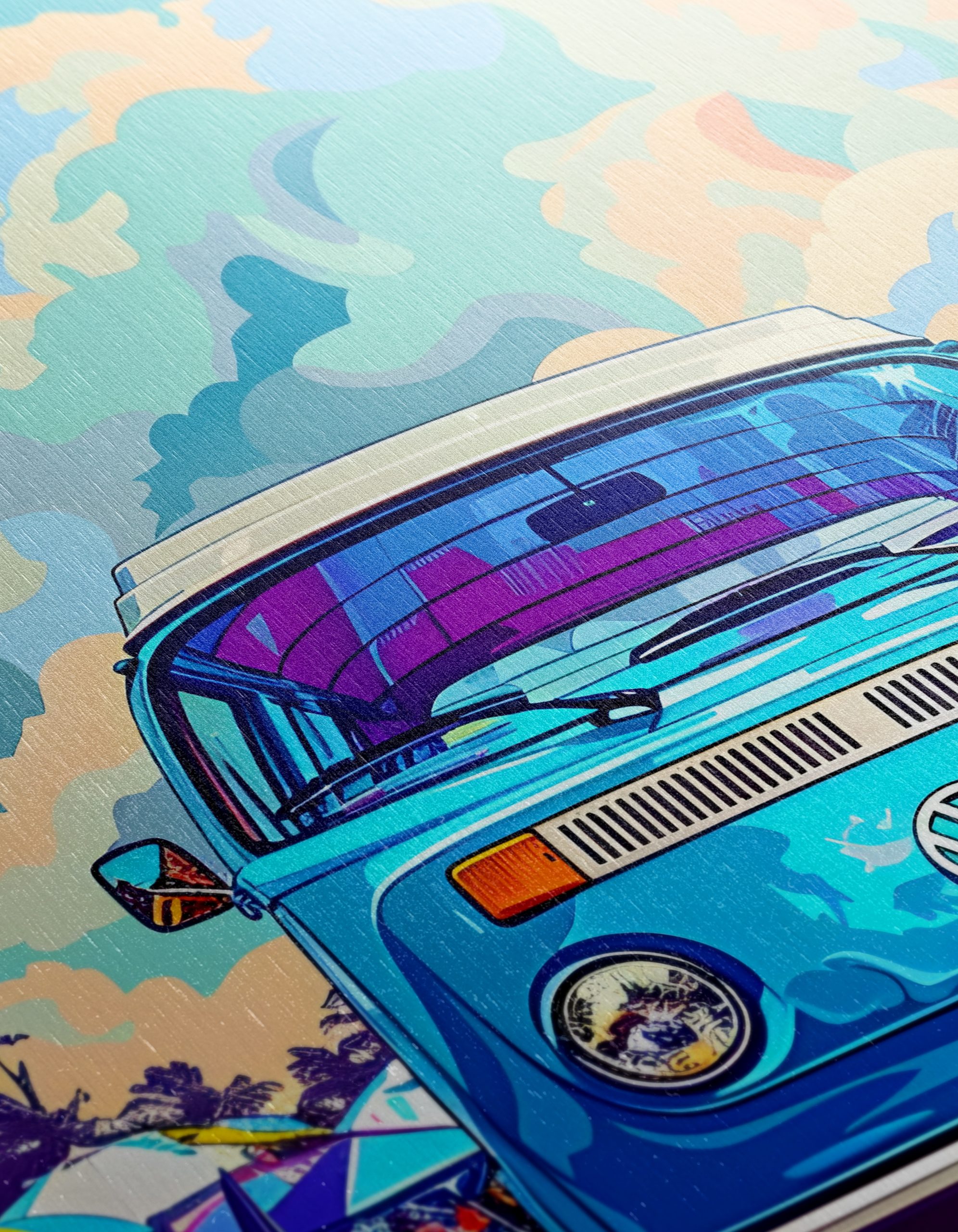 Vibrant Volkswagen Van at the Beach - Image 12