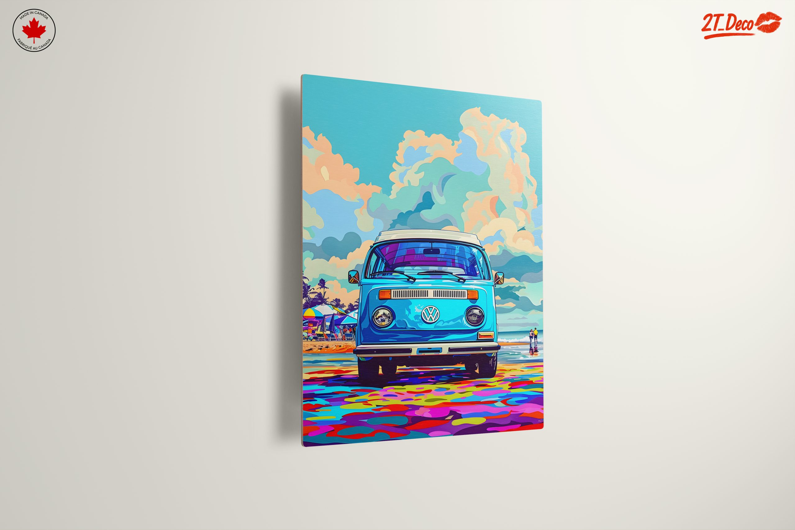 Vibrant Volkswagen Van at the Beach - Image 13