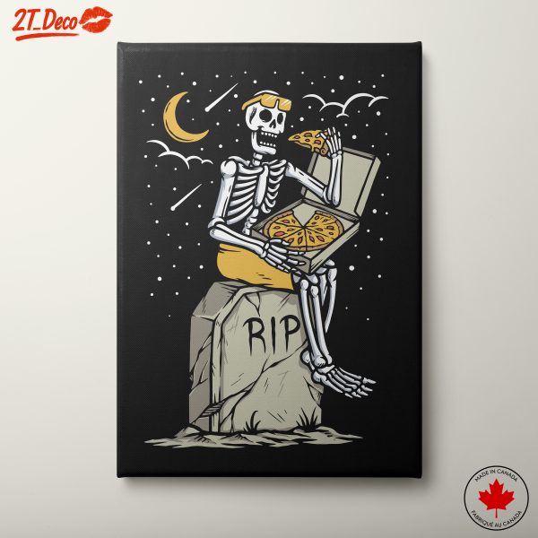 Skeleton Enjoying Pizza Illustration
