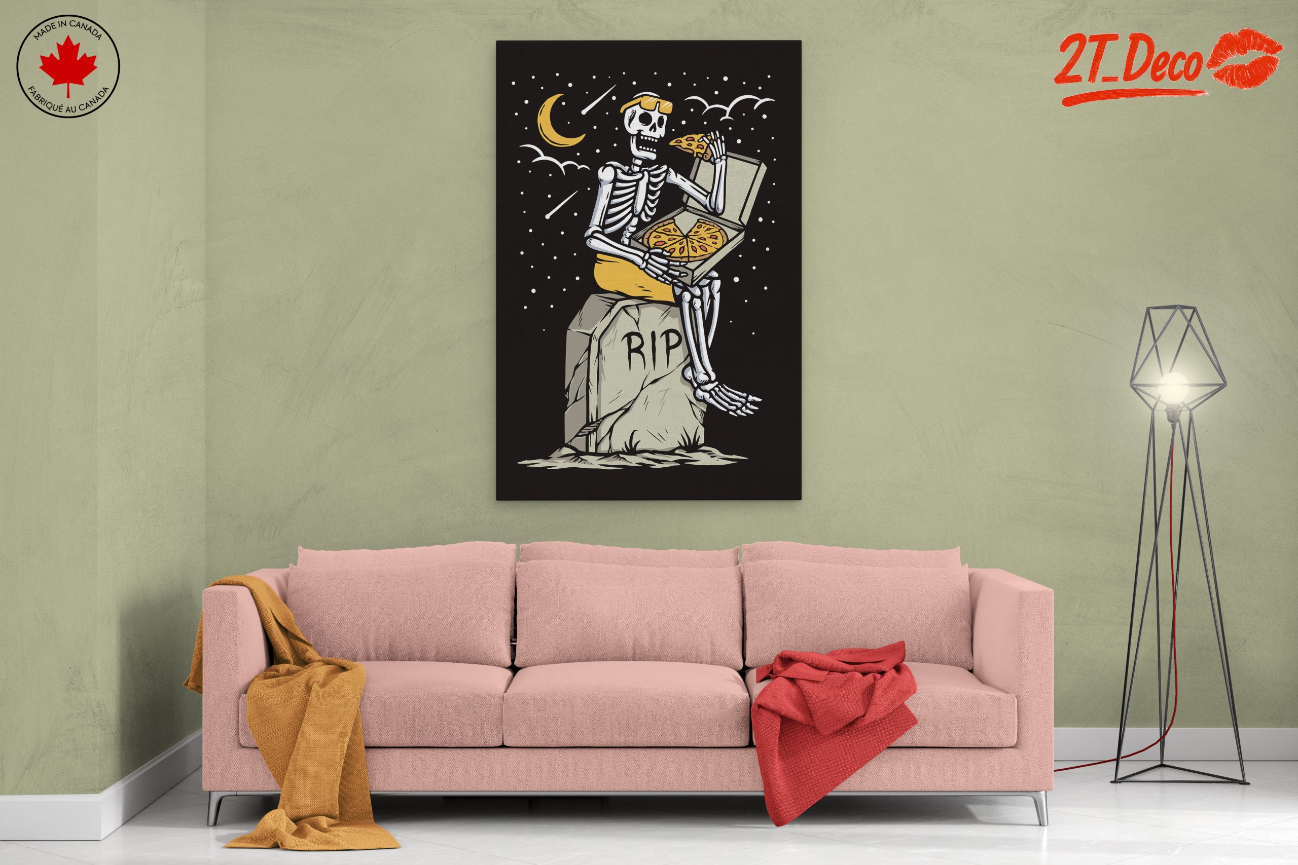 Skeleton Enjoying Pizza Illustration - Image 2