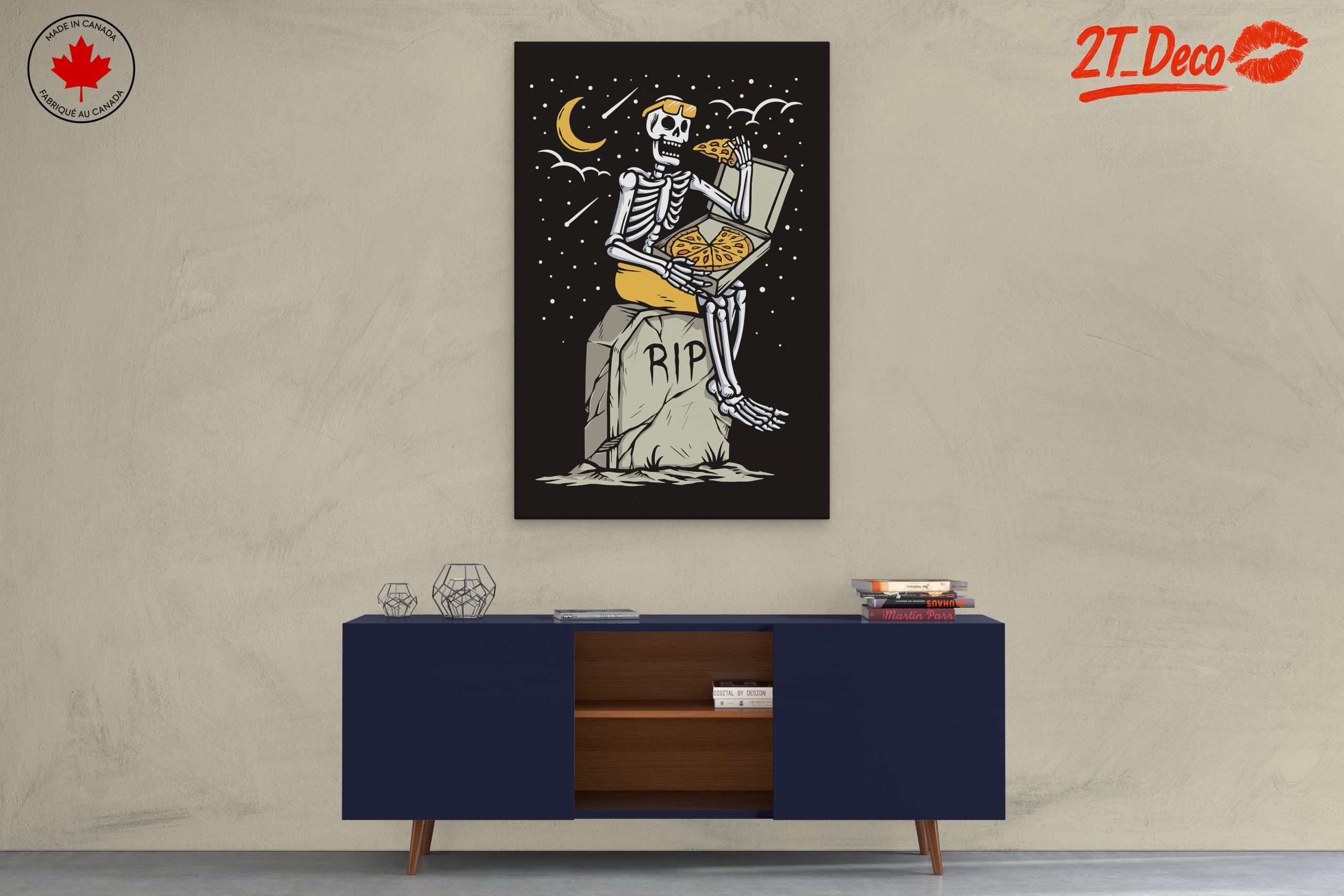 Skeleton Enjoying Pizza Illustration - Image 3