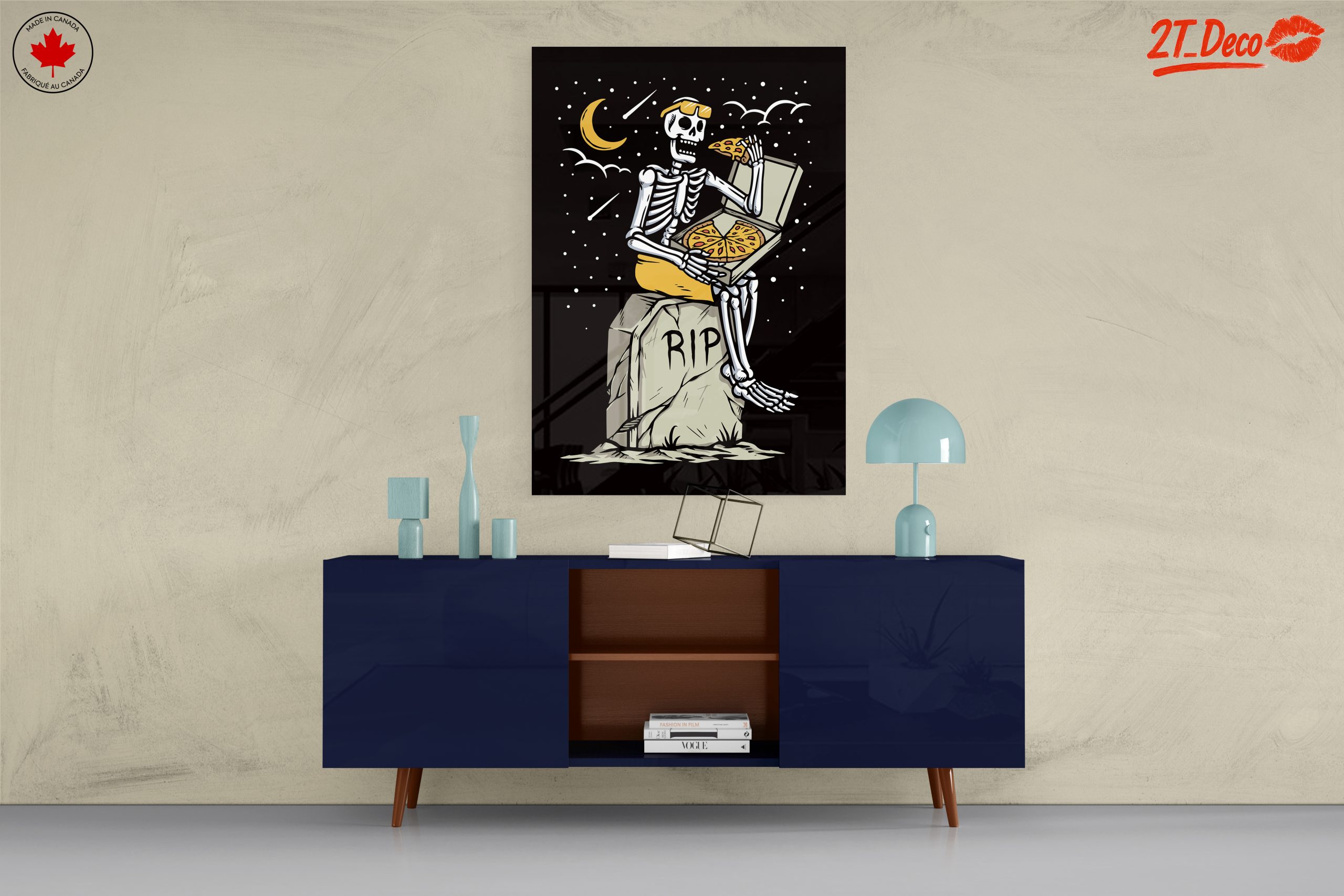 Skeleton Enjoying Pizza Illustration - Image 8