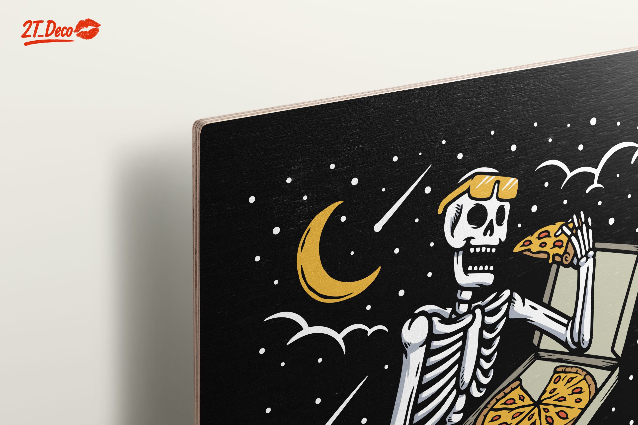 Skeleton Enjoying Pizza Illustration - Image 15