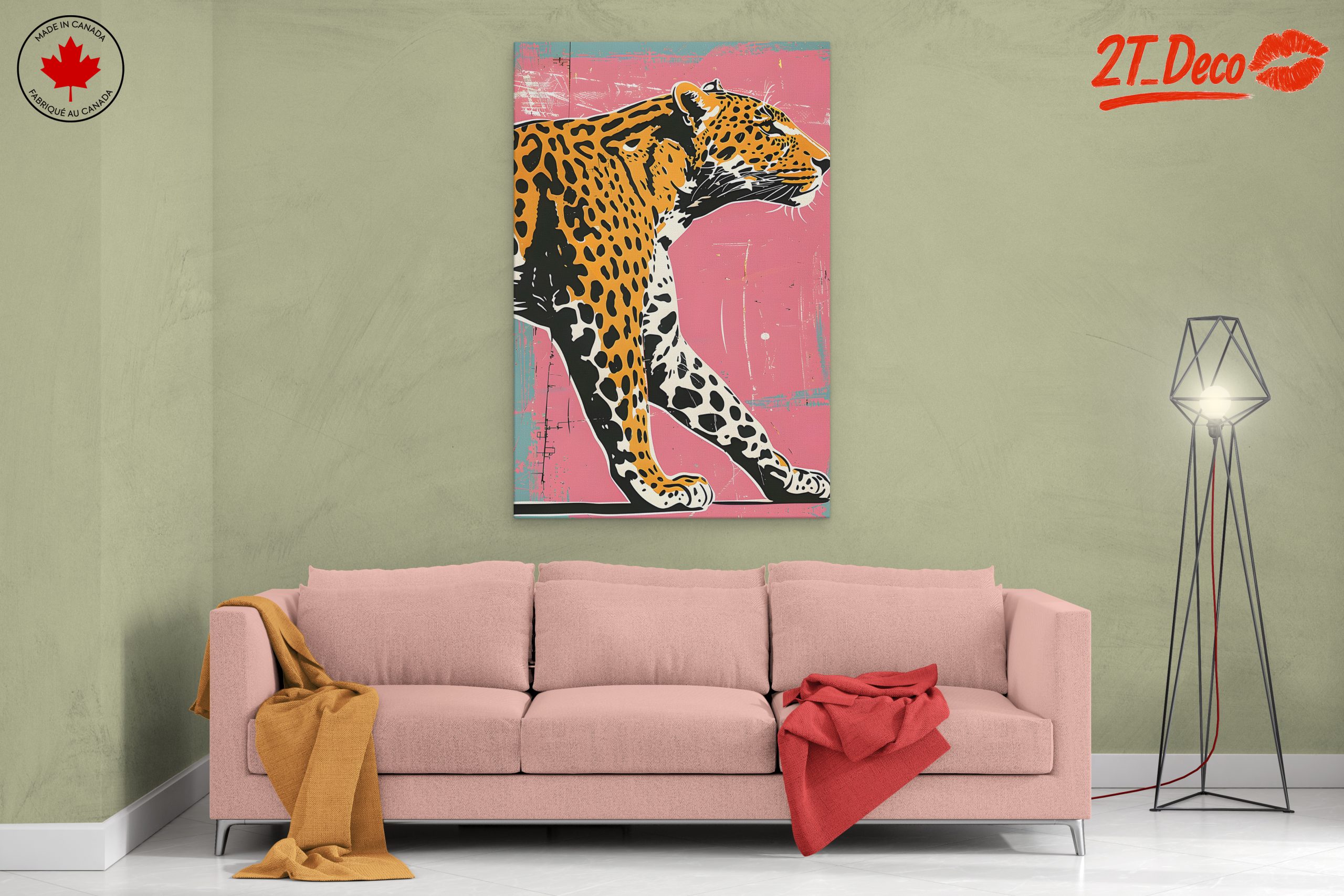 Artistic Leopard Illustration on Pink Background - Image 2