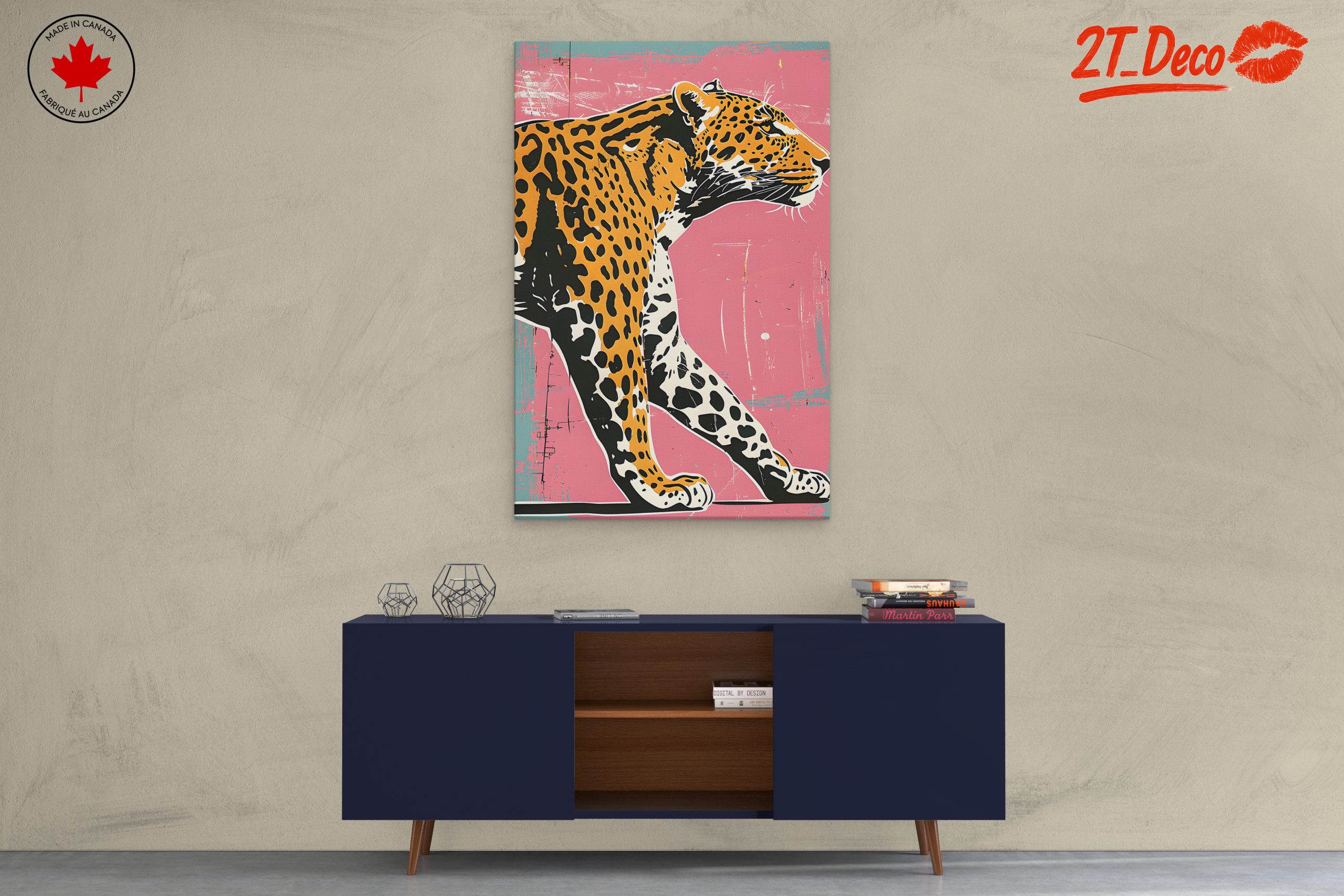 Artistic Leopard Illustration on Pink Background - Image 3