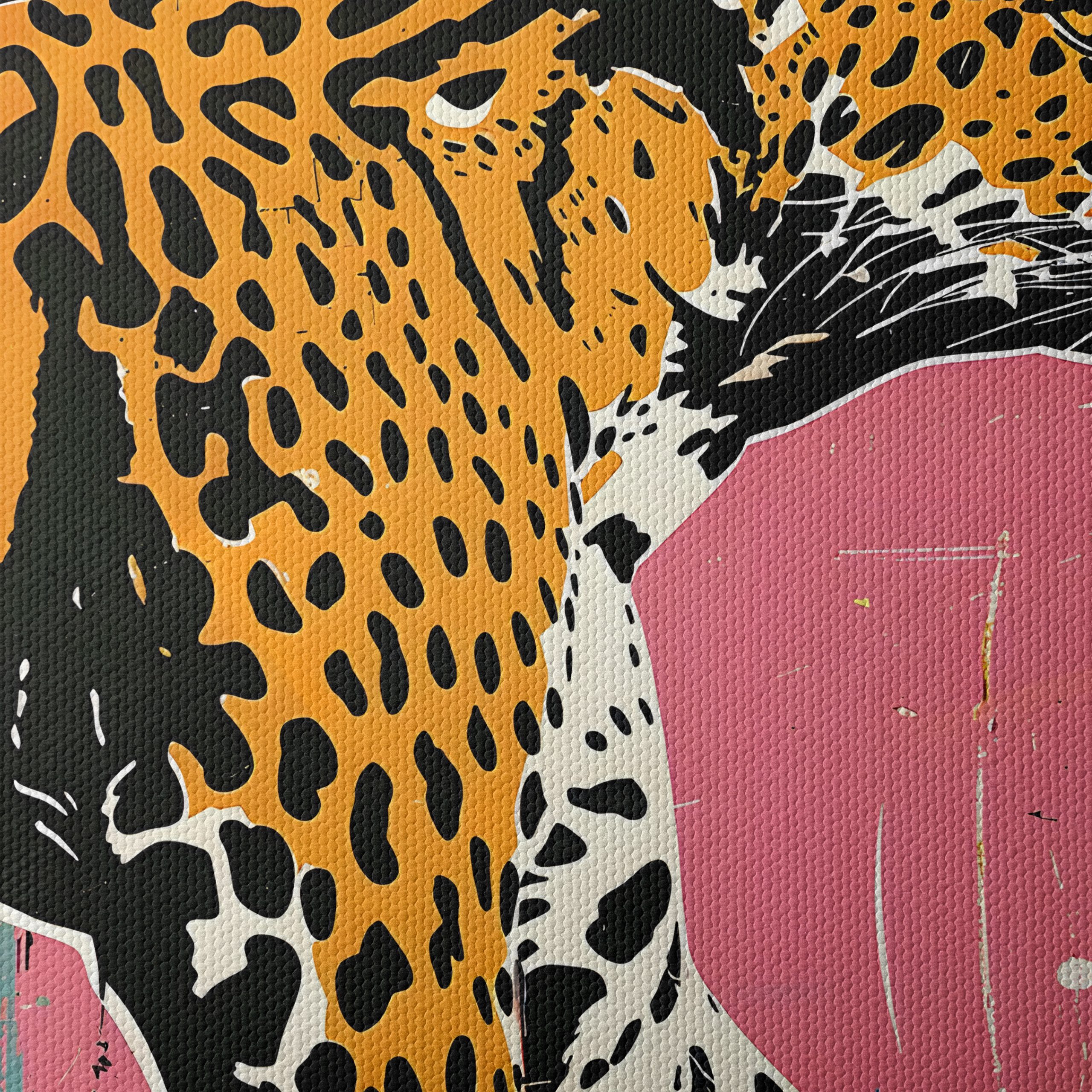 Artistic Leopard Illustration on Pink Background - Image 4