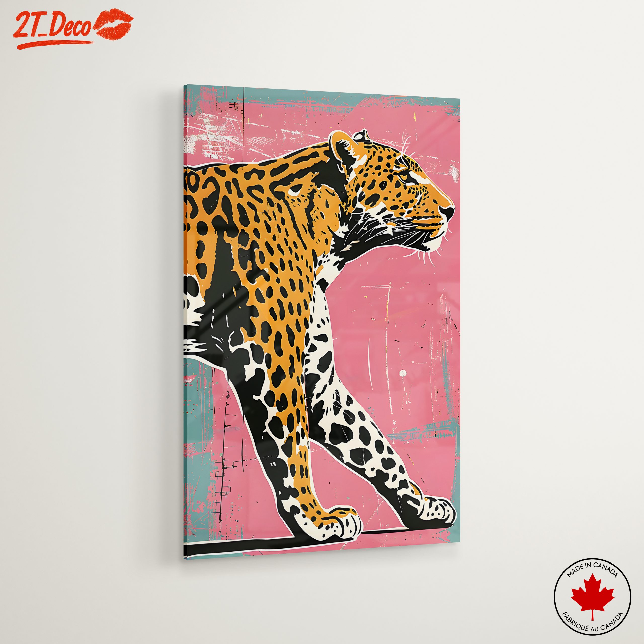 Artistic Leopard Illustration on Pink Background - Image 6