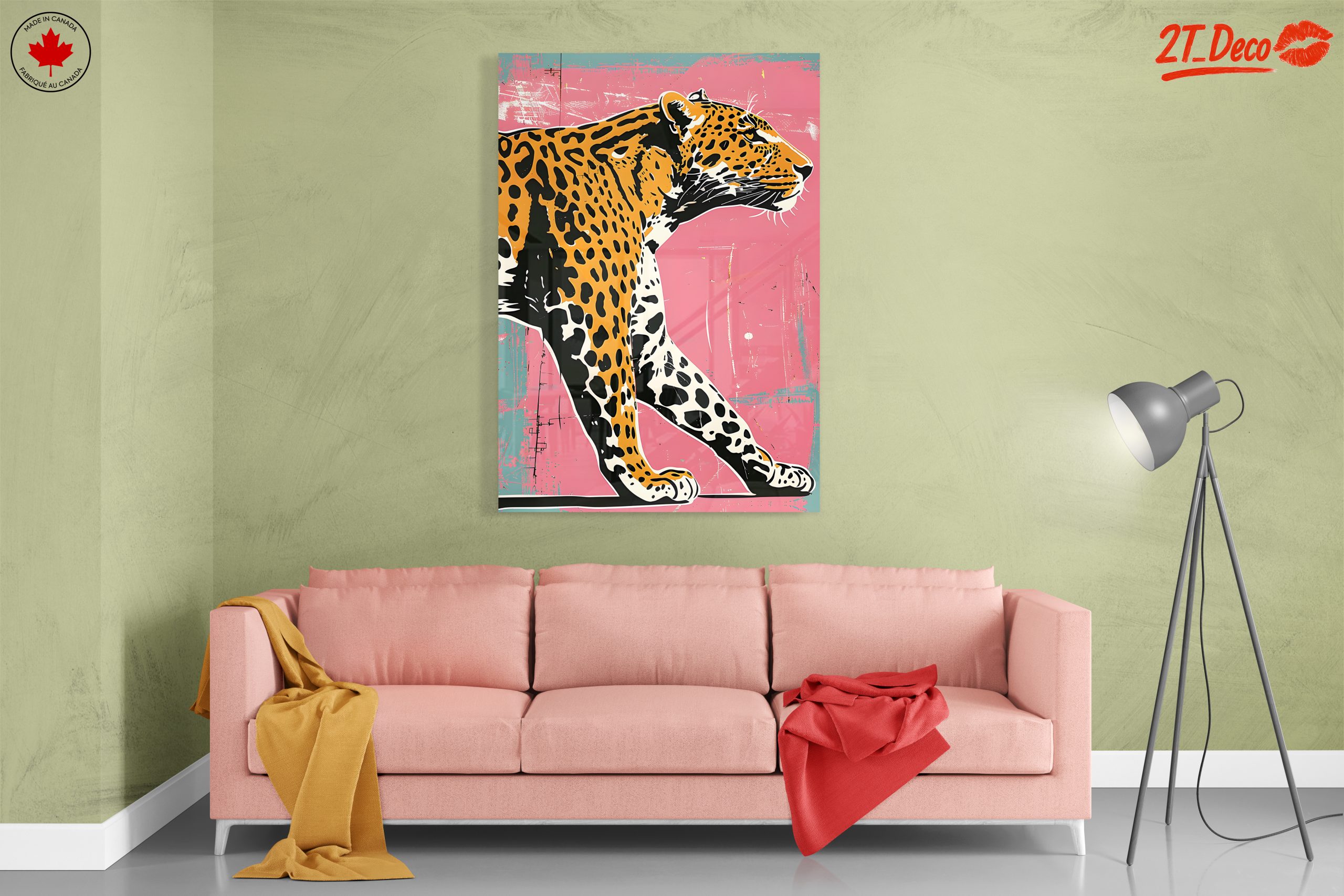 Artistic Leopard Illustration on Pink Background - Image 7