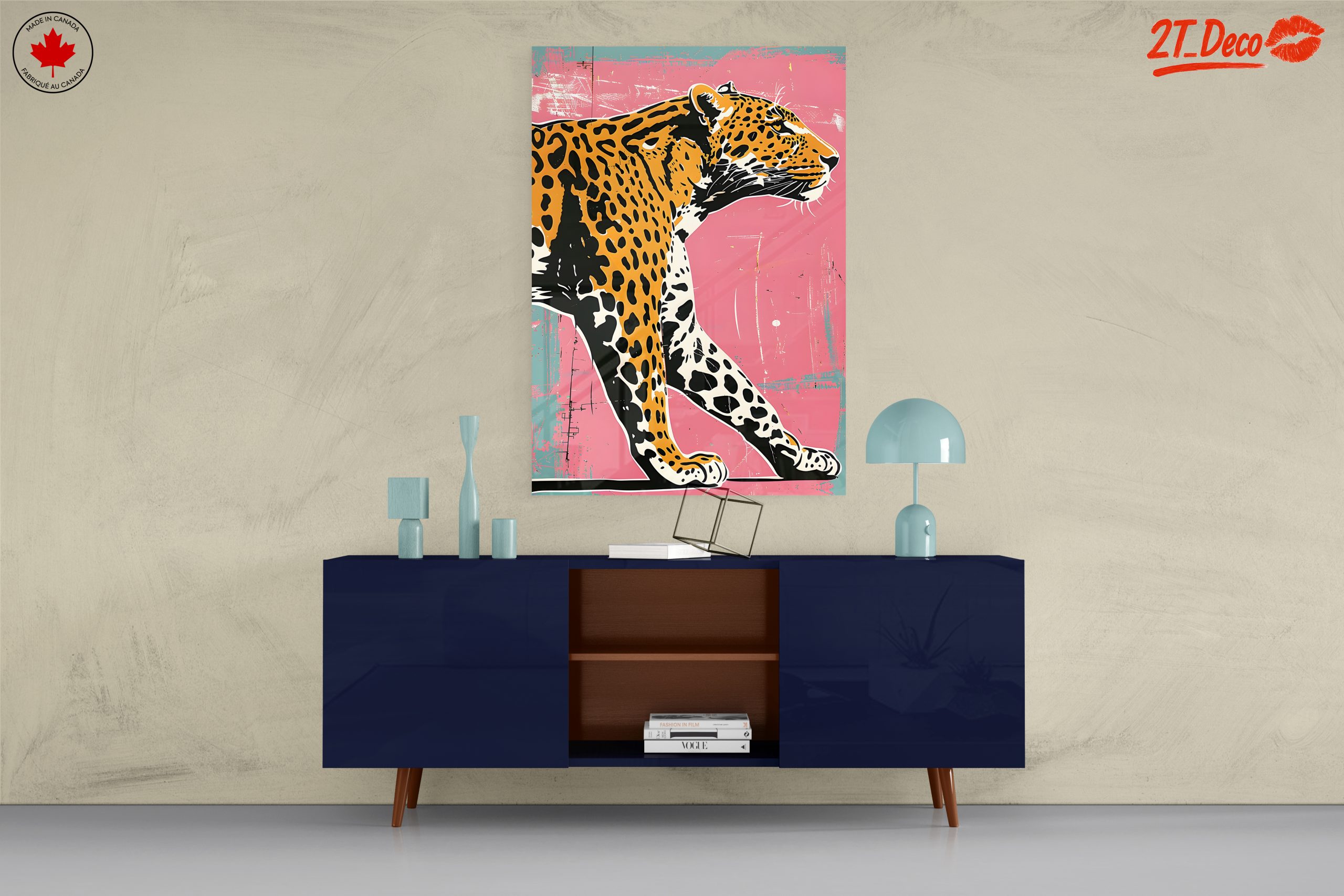 Artistic Leopard Illustration on Pink Background - Image 8