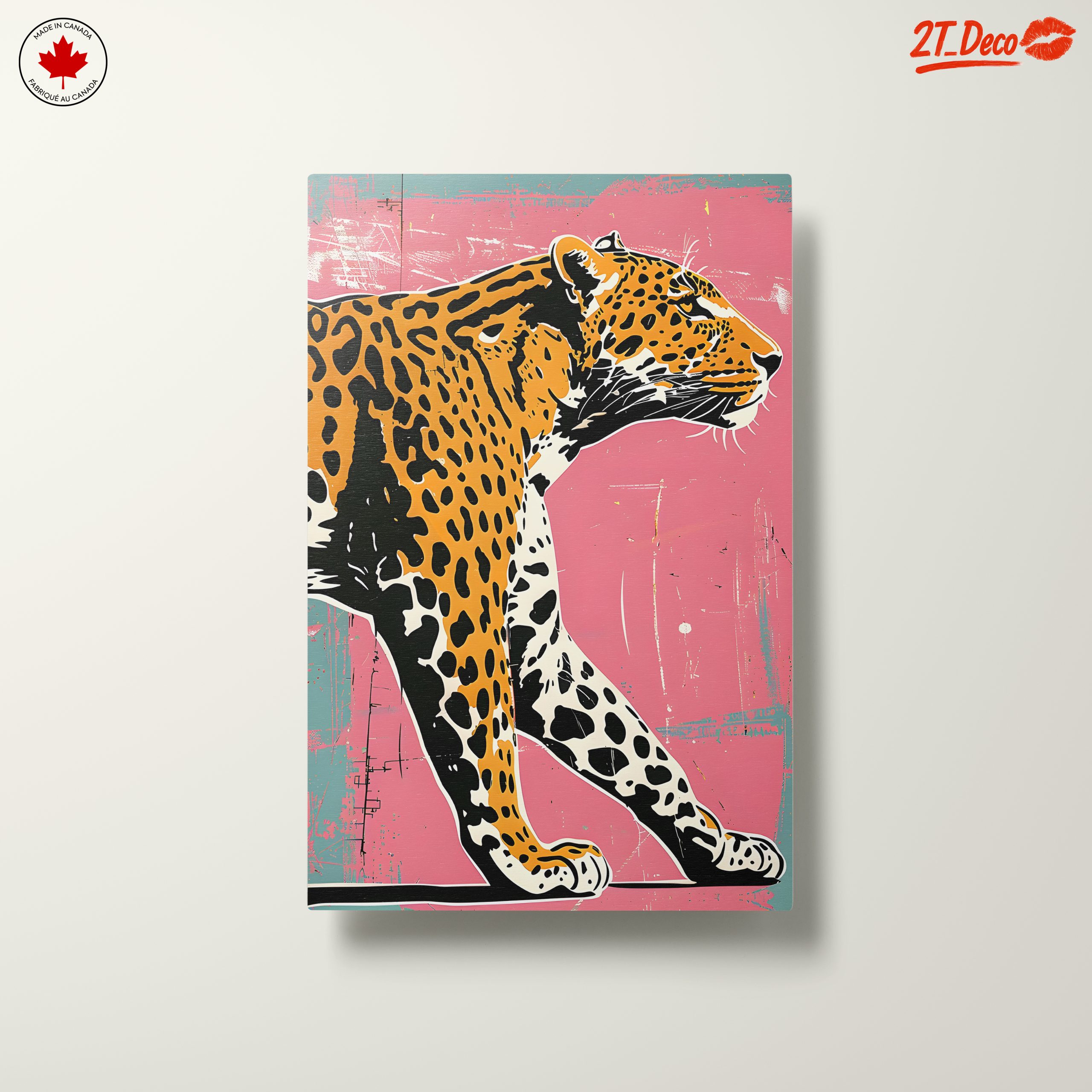 Artistic Leopard Illustration on Pink Background - Image 10