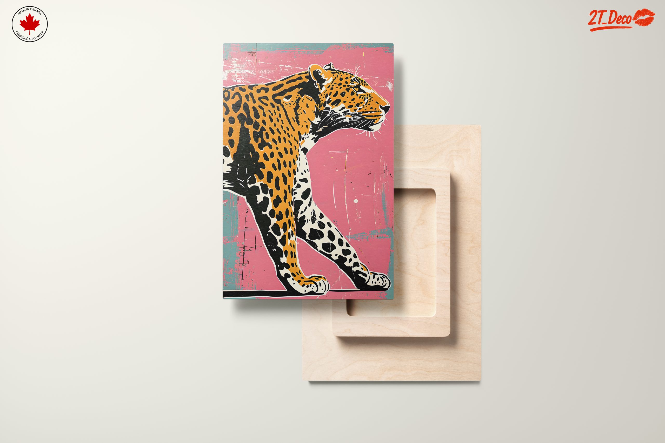 Artistic Leopard Illustration on Pink Background - Image 11