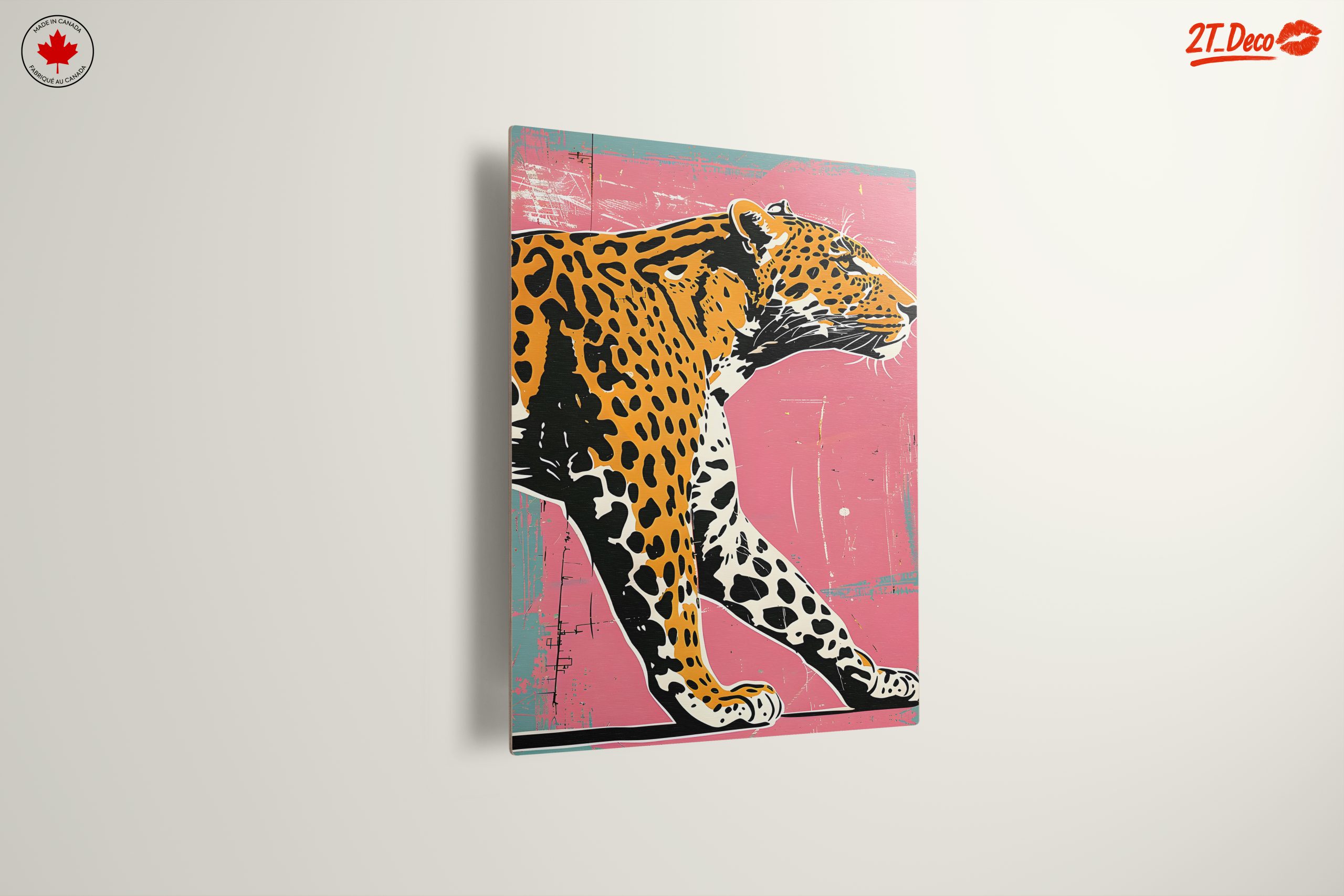 Artistic Leopard Illustration on Pink Background - Image 13