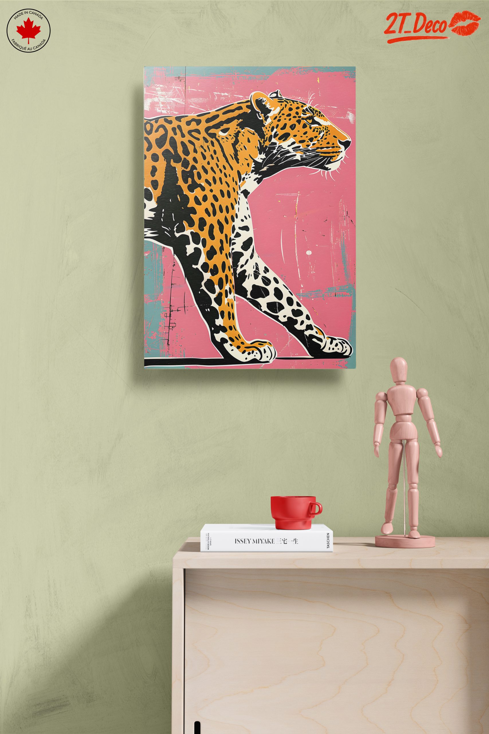Artistic Leopard Illustration on Pink Background - Image 14