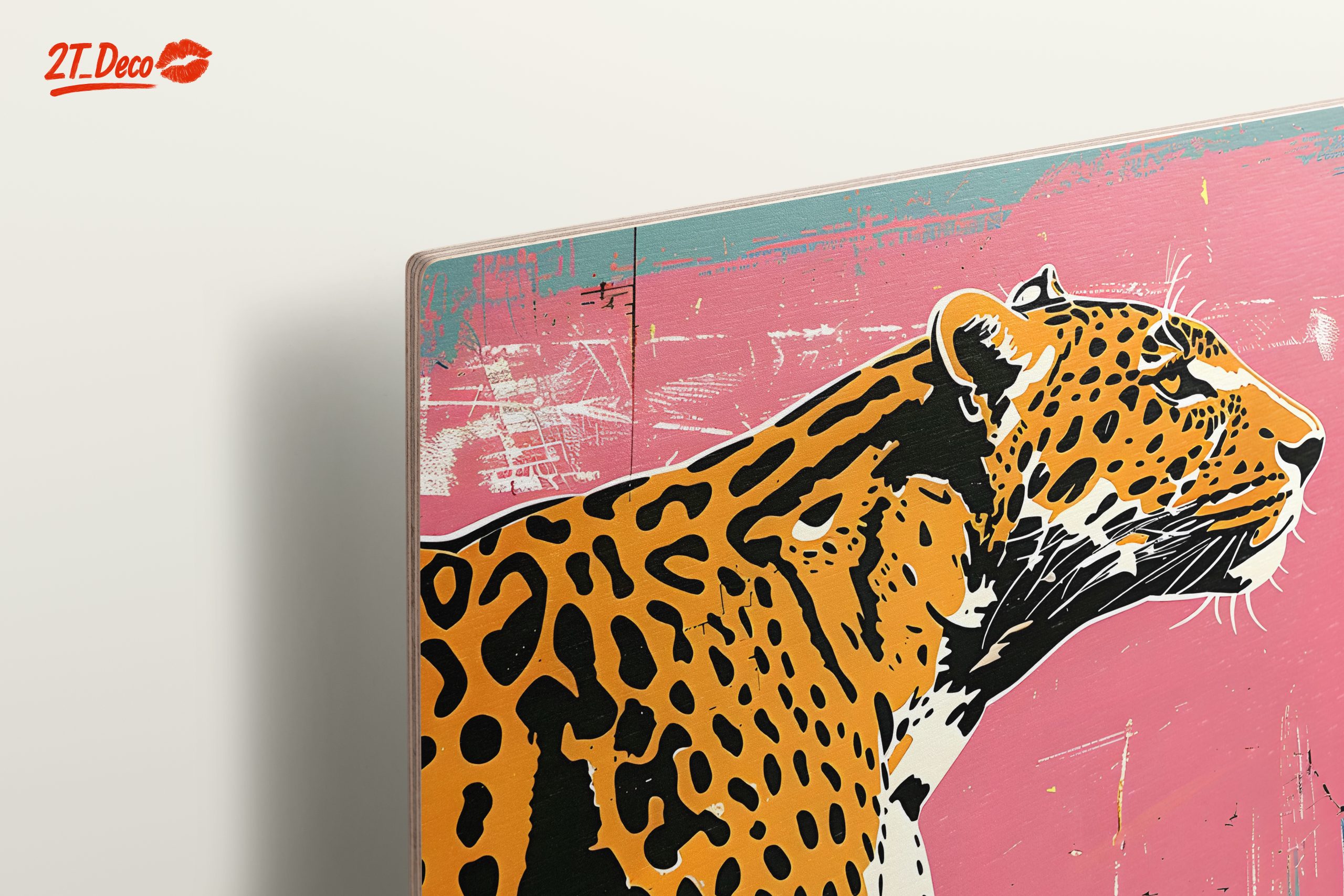 Artistic Leopard Illustration on Pink Background - Image 15
