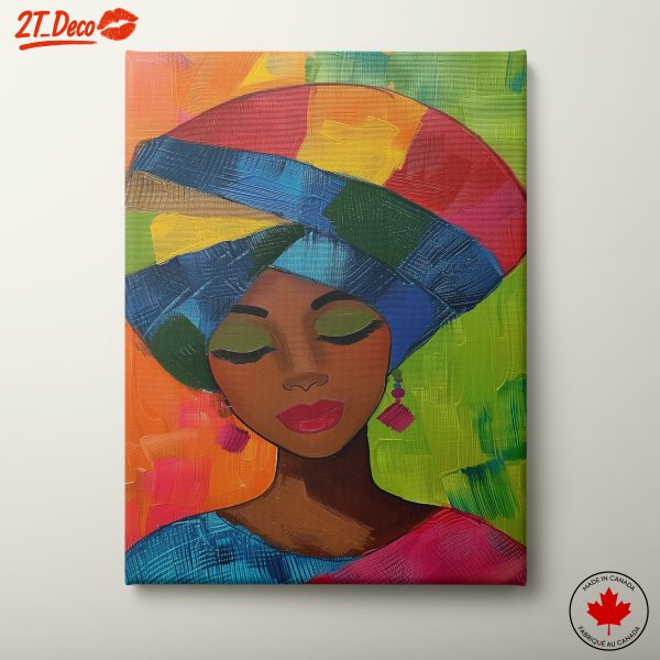 Vibrant Afrocentric Woman with Colorful Headwrap