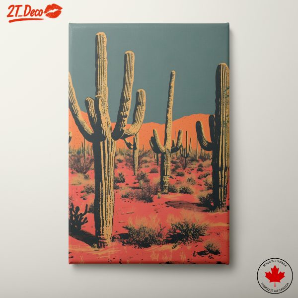 Desert Landscape with Cacti in Vibrant Colors