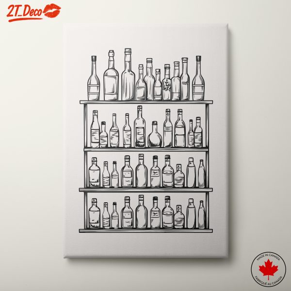 Stylized Beverage Shelf Artwork for Home