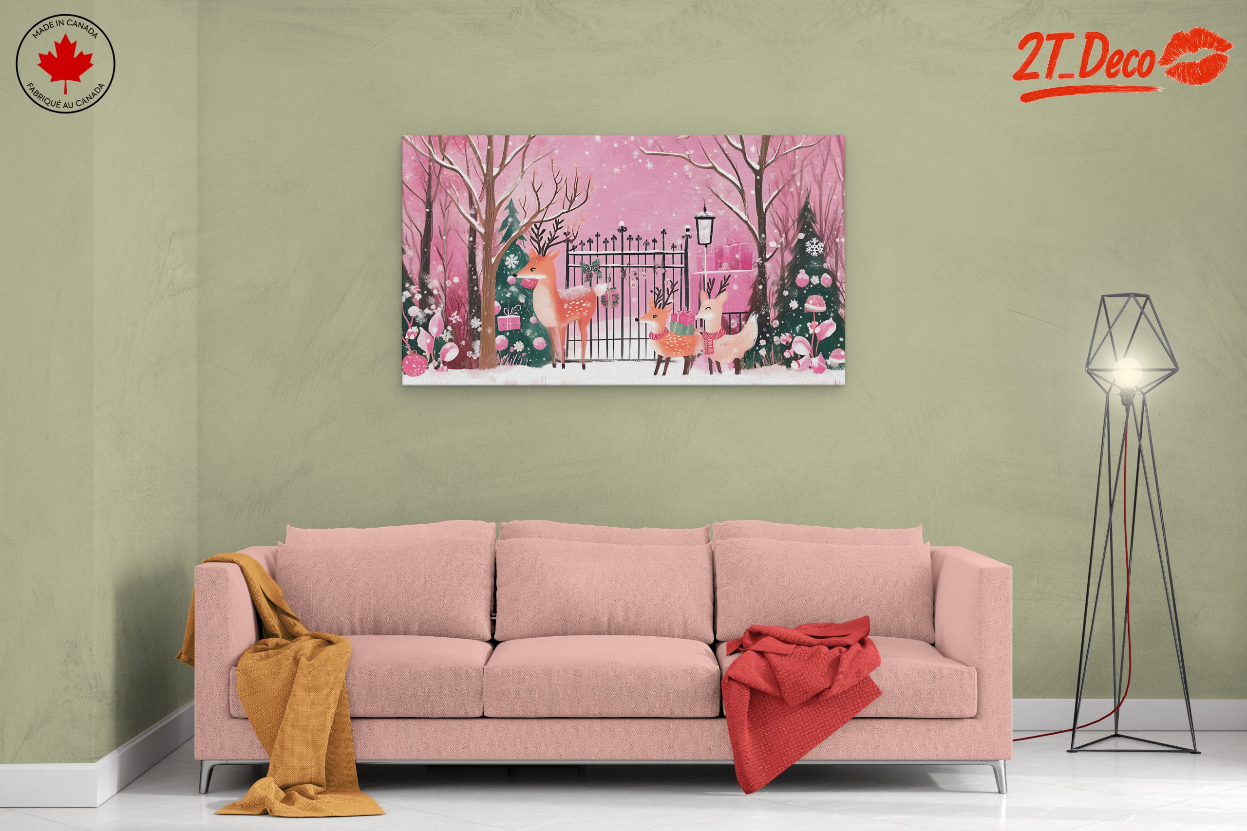 Charming Christmas Scene with Deer - Image 2