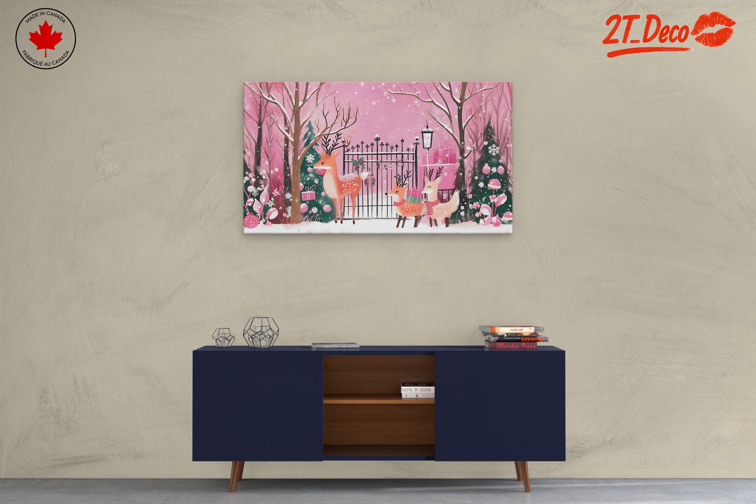 Charming Christmas Scene with Deer - Image 3