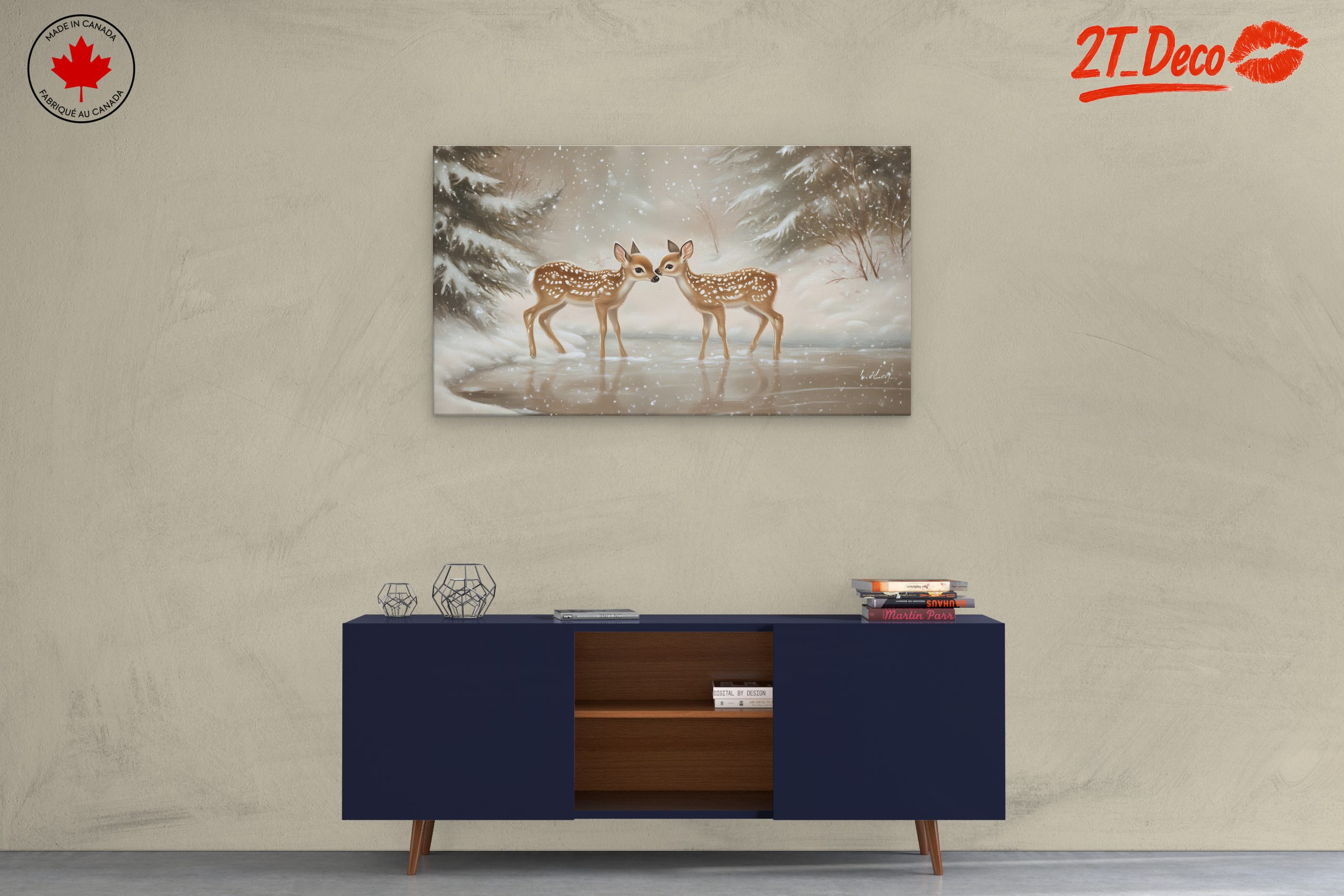 Two Fawns in a Snowy Landscape - Image 3