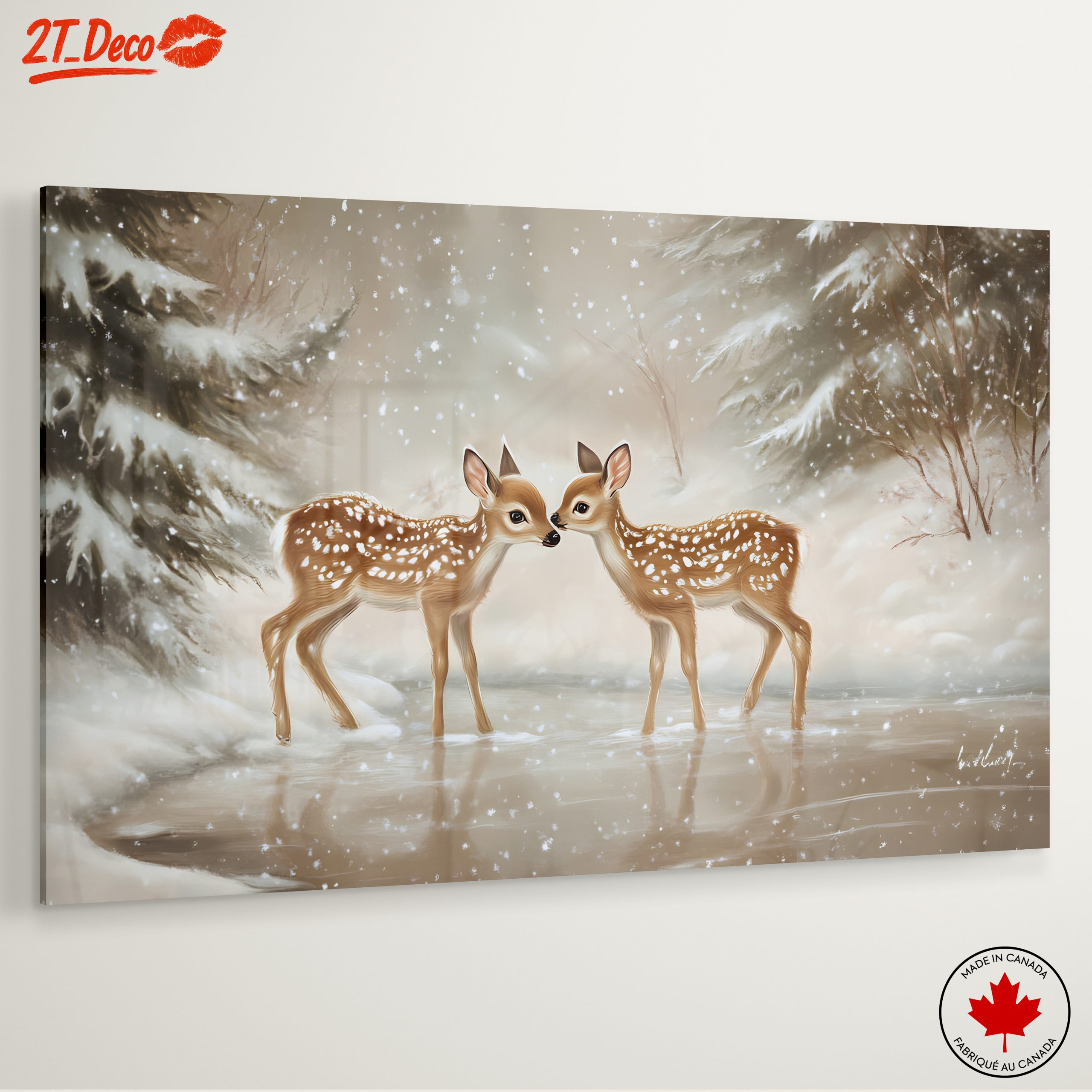 Two Fawns in a Snowy Landscape - Image 6