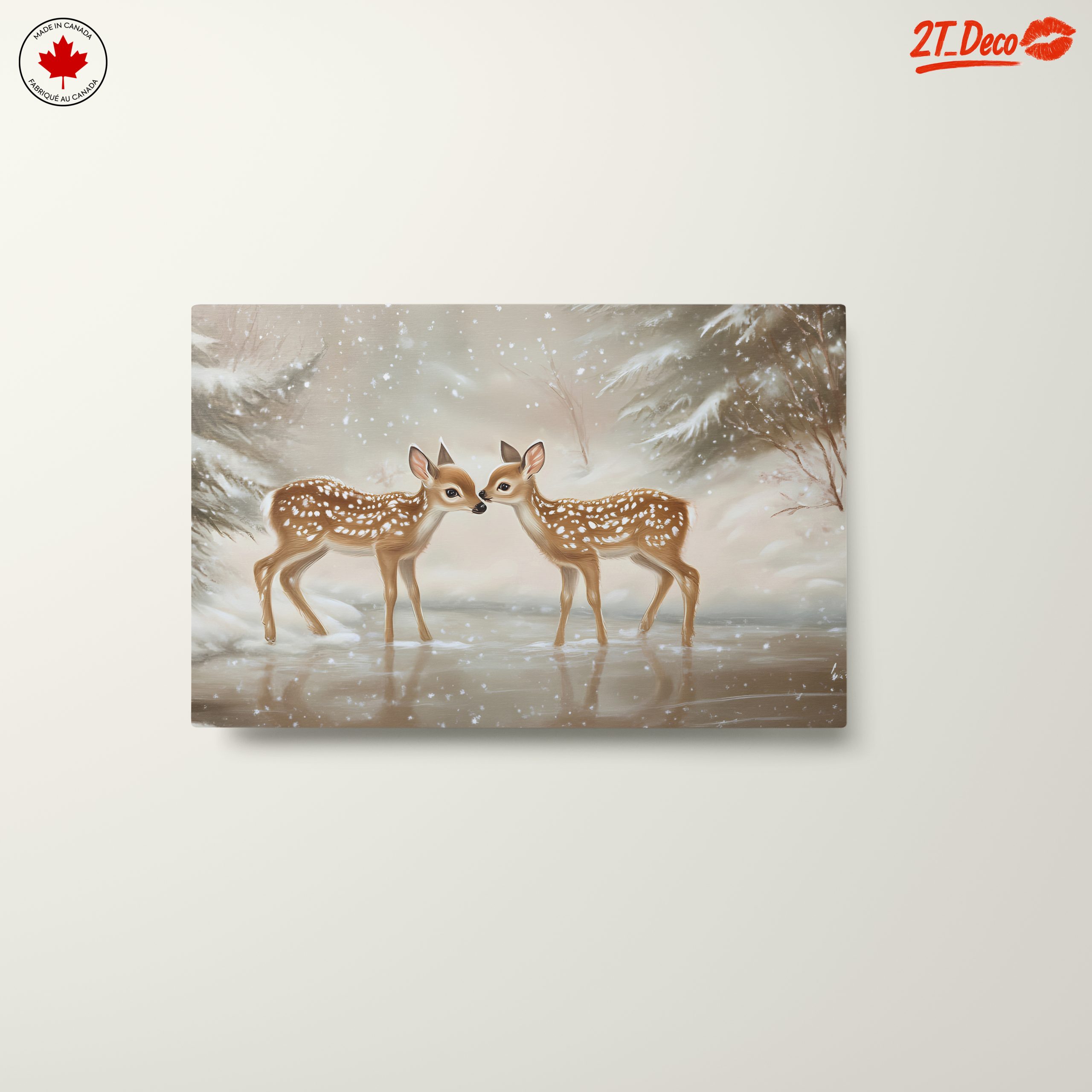 Two Fawns in a Snowy Landscape - Image 10