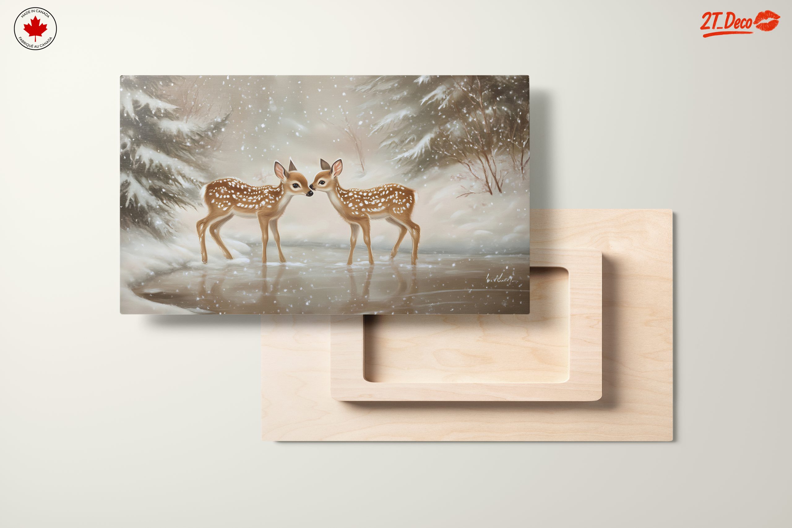 Two Fawns in a Snowy Landscape - Image 11