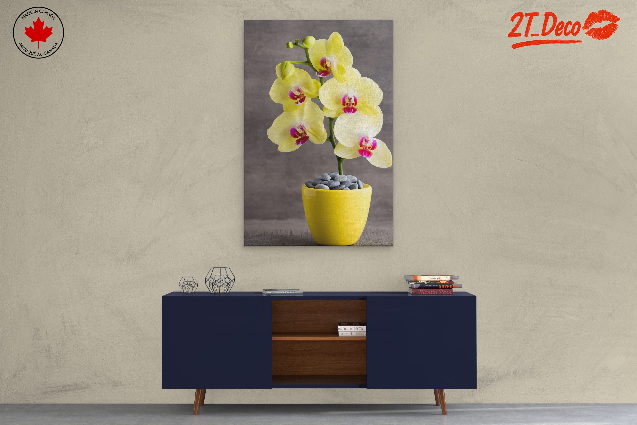 Elegant Orchids in Bright Yellow Pot - Image 3