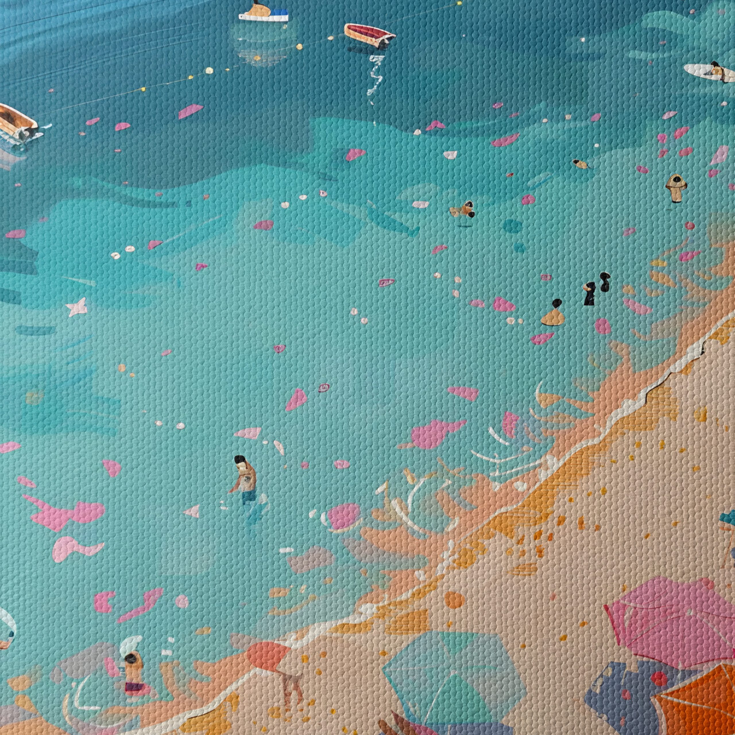 Vibrant Beach Scene with Colorful Umbrellas - Image 4