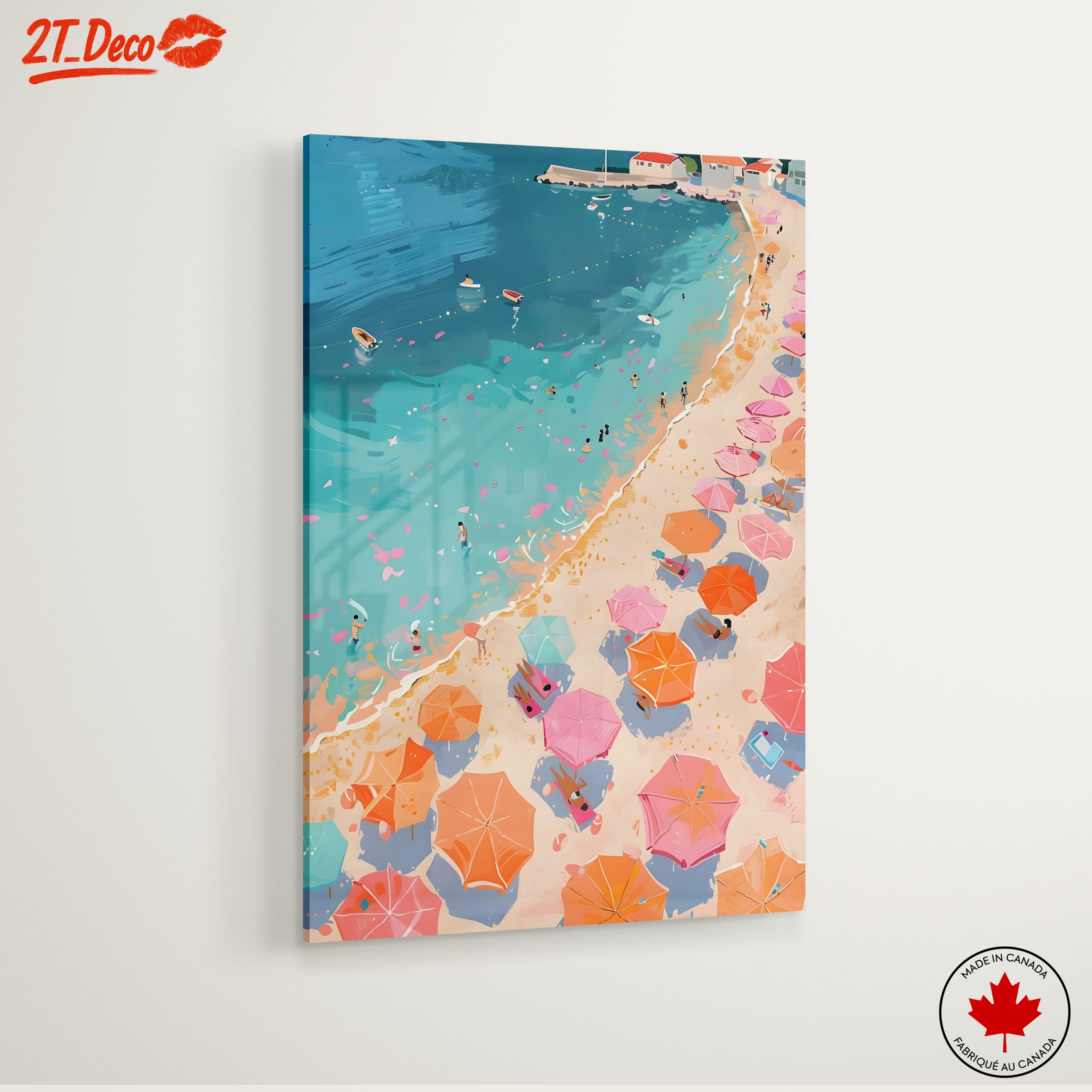 Vibrant Beach Scene with Colorful Umbrellas - Image 6