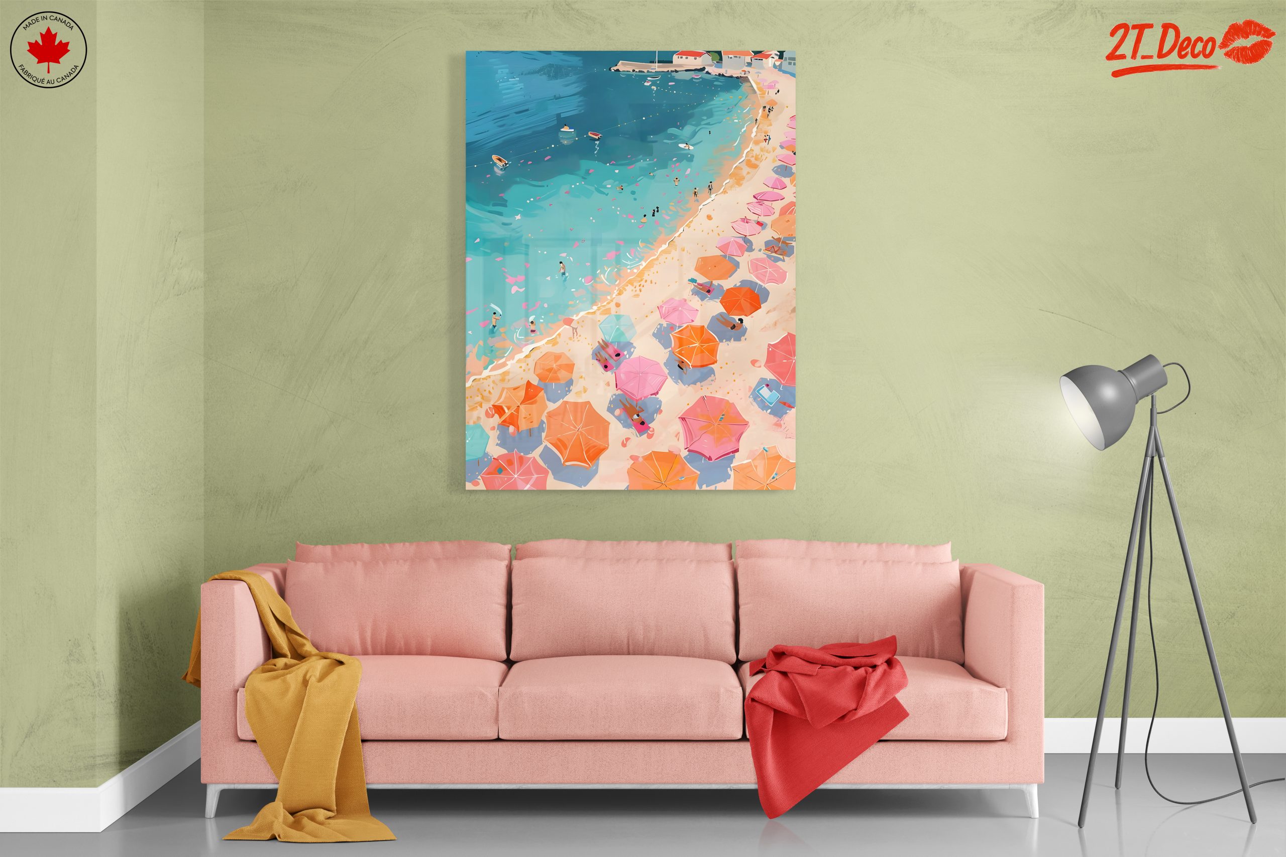Vibrant Beach Scene with Colorful Umbrellas - Image 7