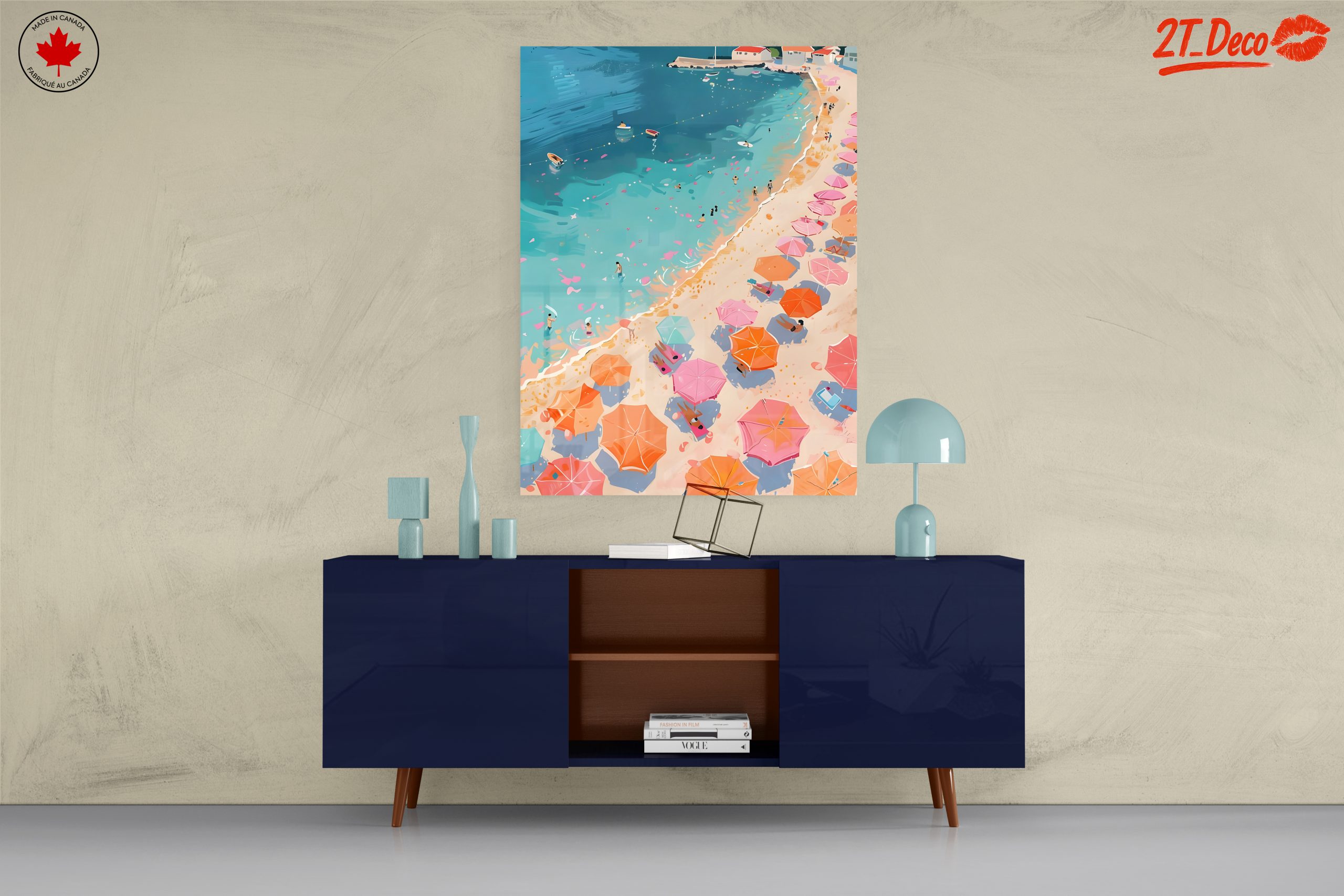 Vibrant Beach Scene with Colorful Umbrellas - Image 8