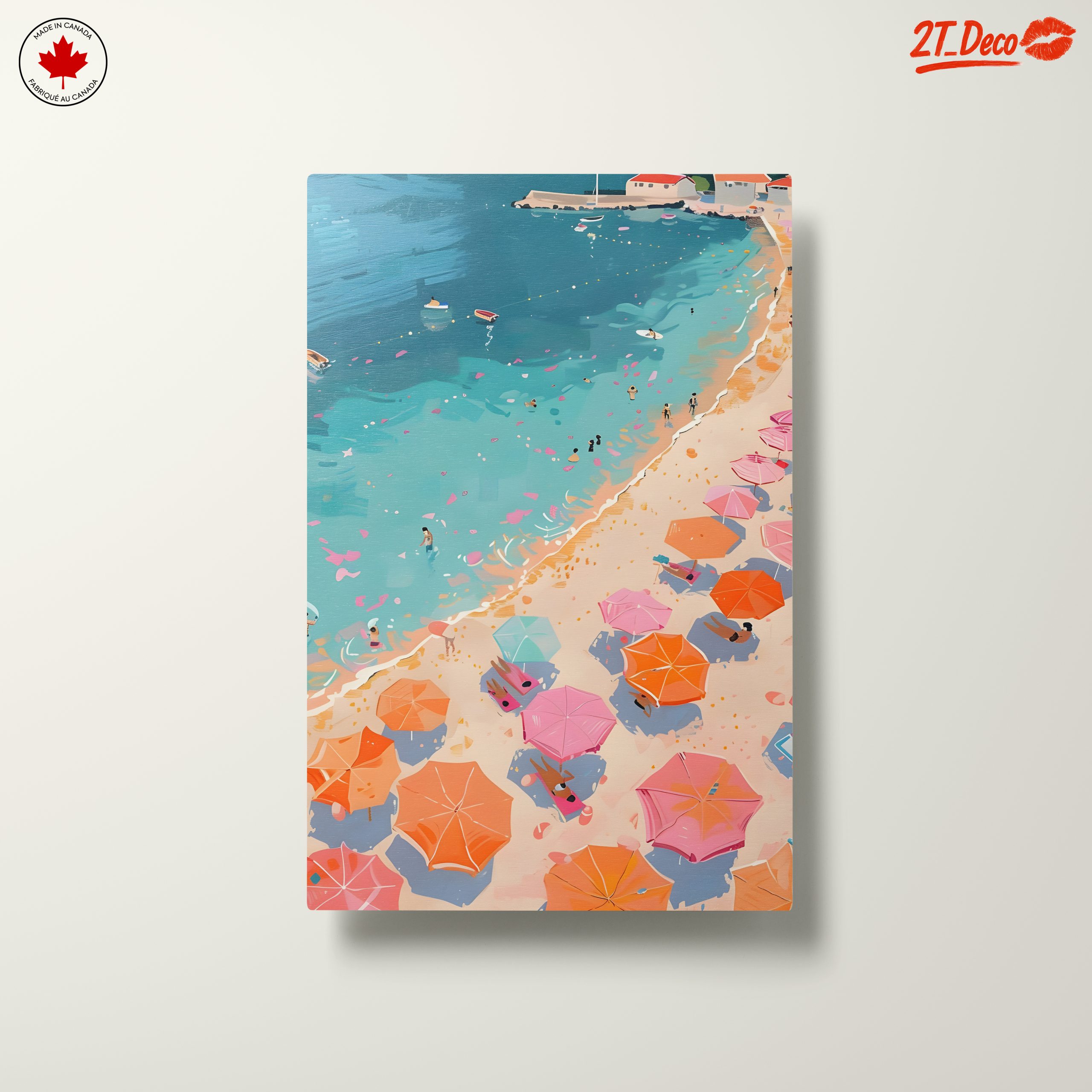 Vibrant Beach Scene with Colorful Umbrellas - Image 10